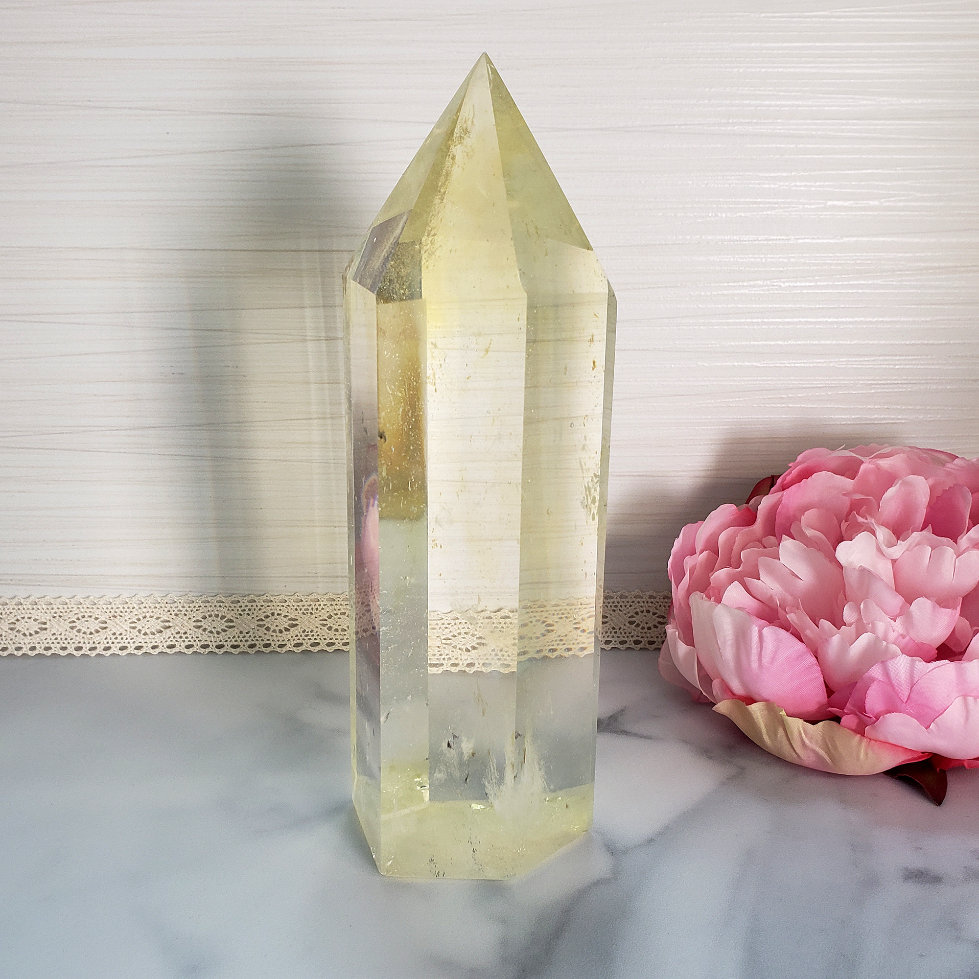 Unique JUMBO Yellow Obsidian Crystal Manmade Gemstone Tower - Istanu