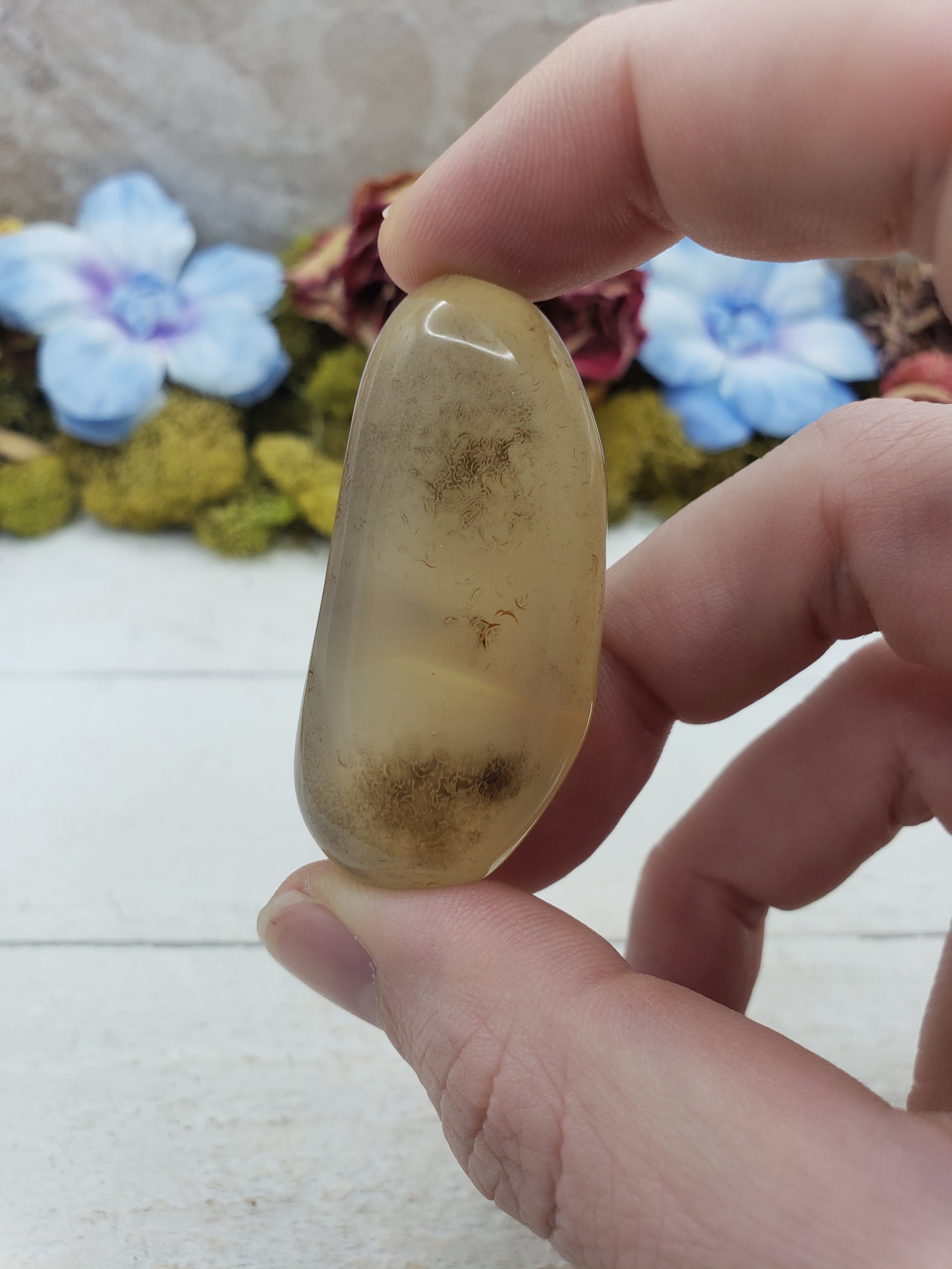 Unique Polished Agate Natural Crystal Palm Stone - JENNY 8