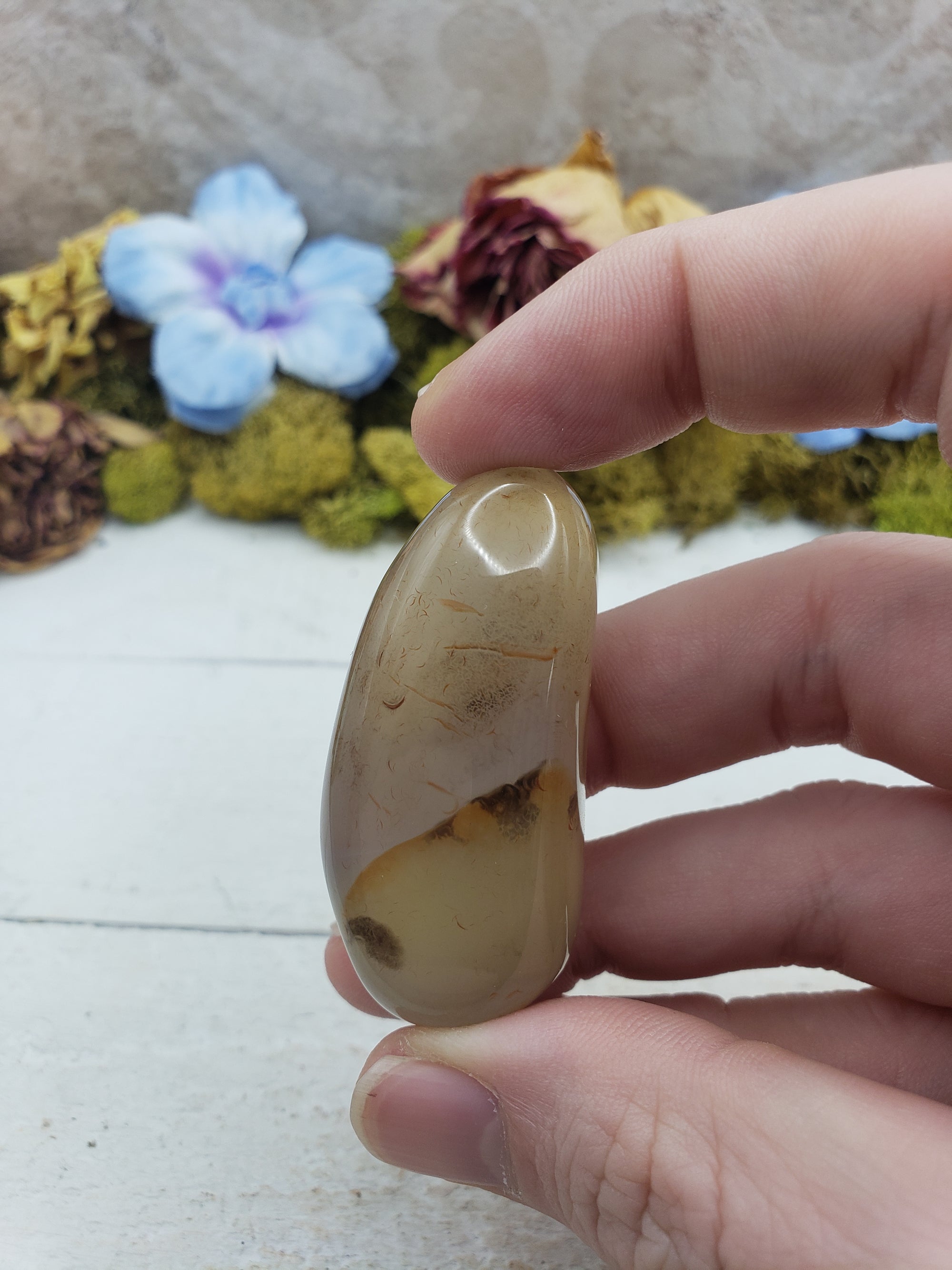 Unique Polished Agate Natural Crystal Palm Stone - JENNY 9