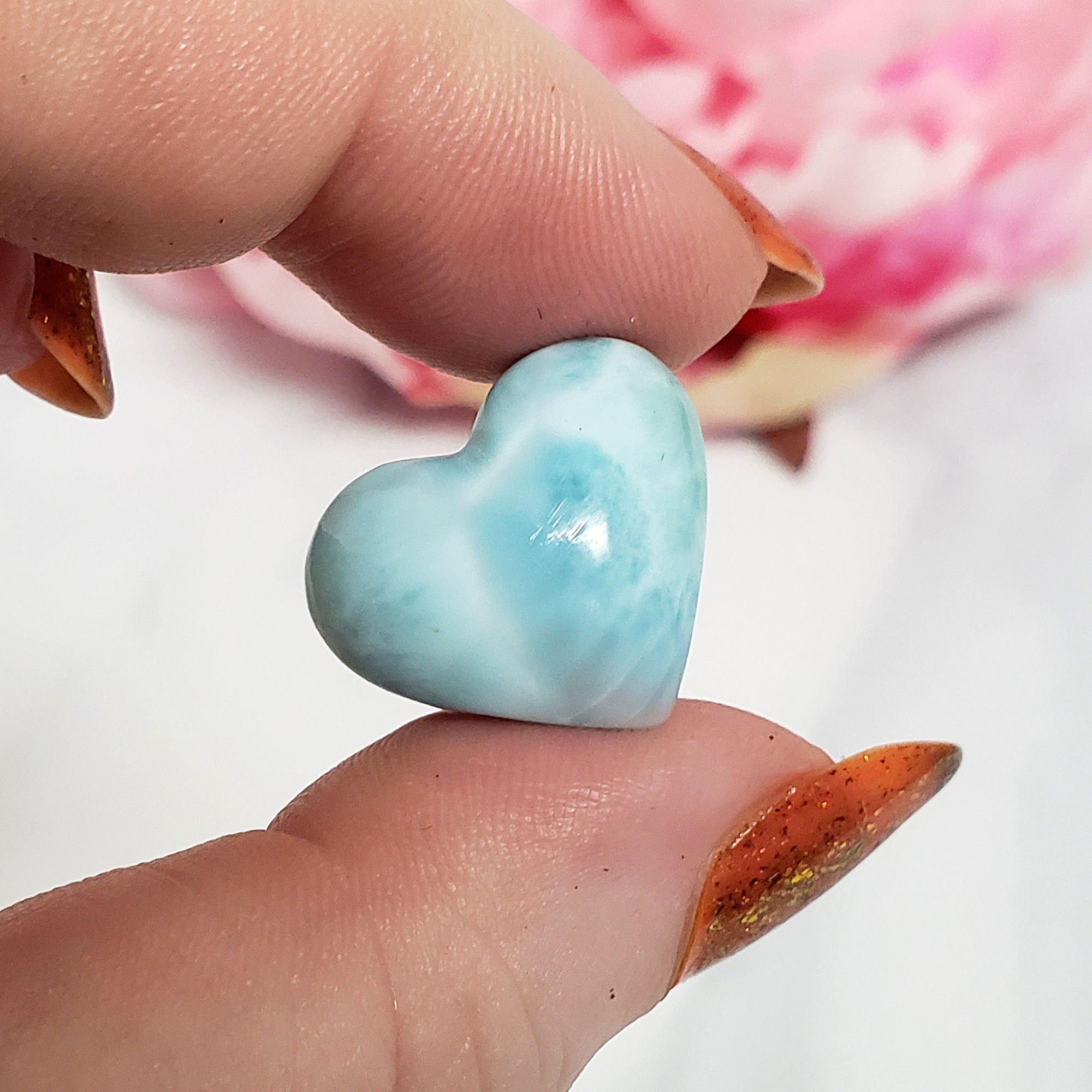 Unique High Quality Larimar Stone Heart Natural Gemstone Cabochon | Jera