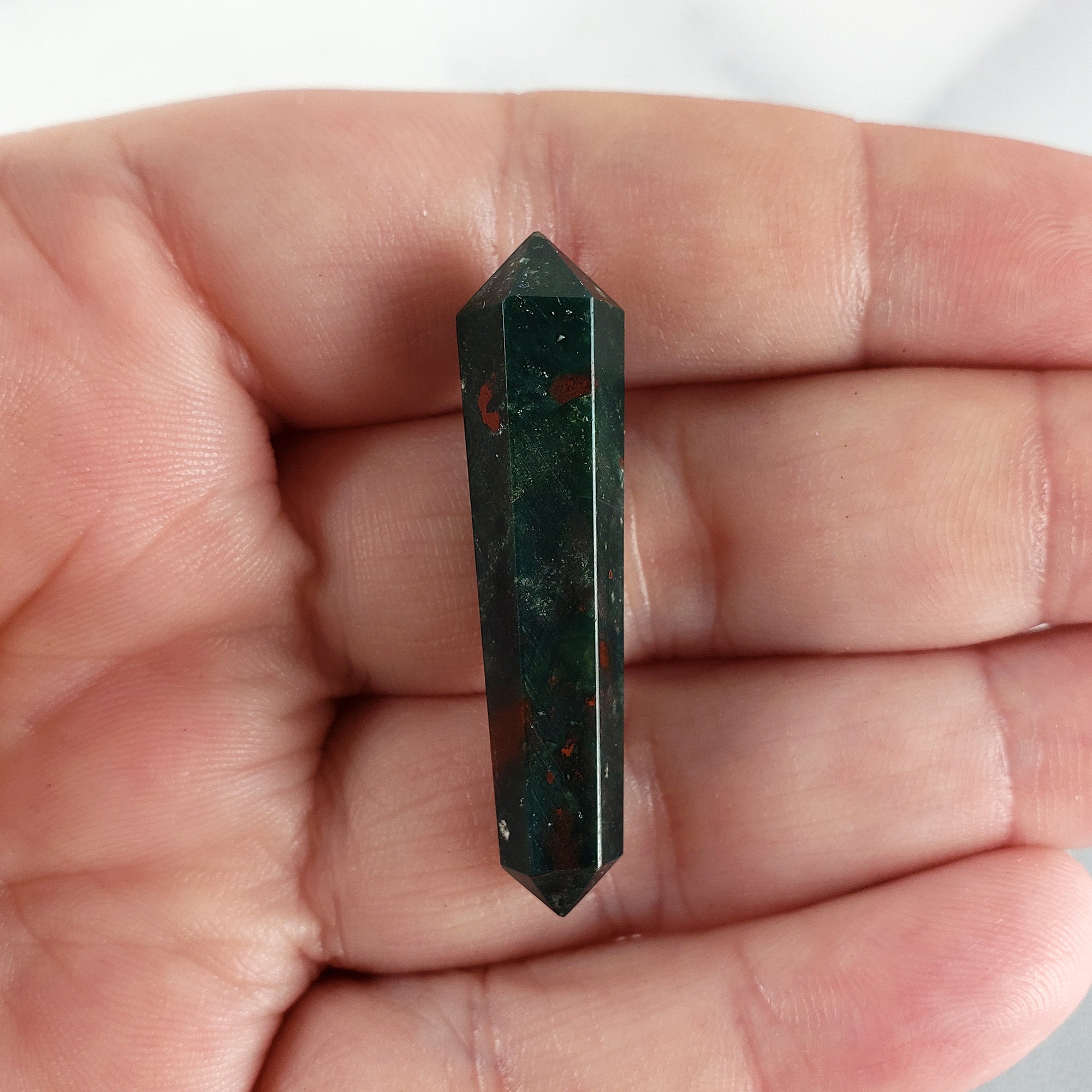 Unique Mini Bloodstone Natural Gemstone Double Terminated Crystal Wand | Jovial - 1