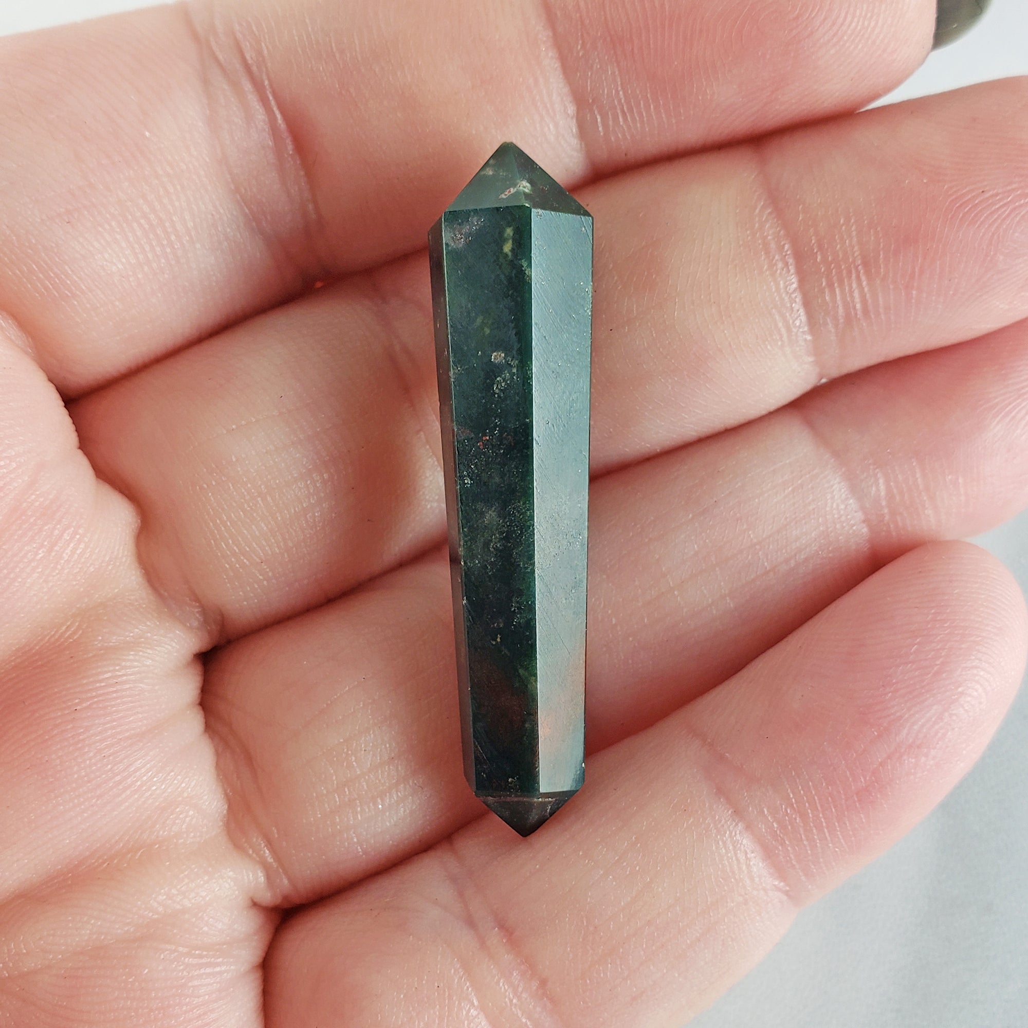 Unique Mini Bloodstone Natural Gemstone Double Terminated Crystal Wand | Jovial - 2