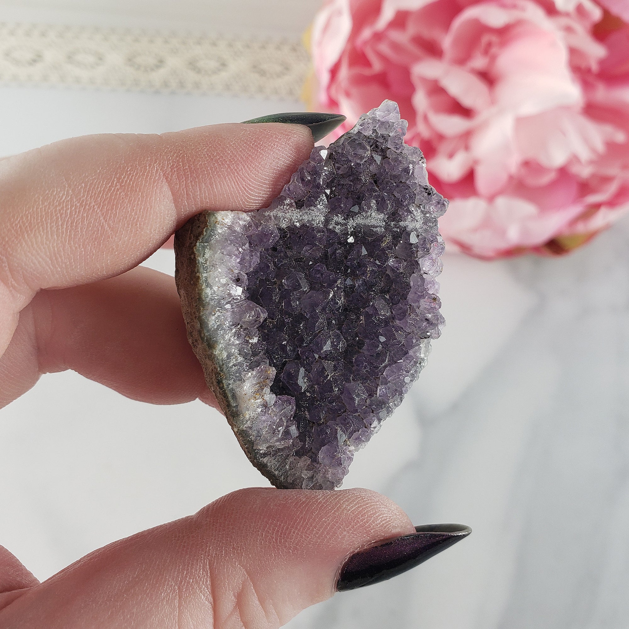 Unique Druzy Amethyst Crystal Cluster Natural Gemstone | Kago - 1
