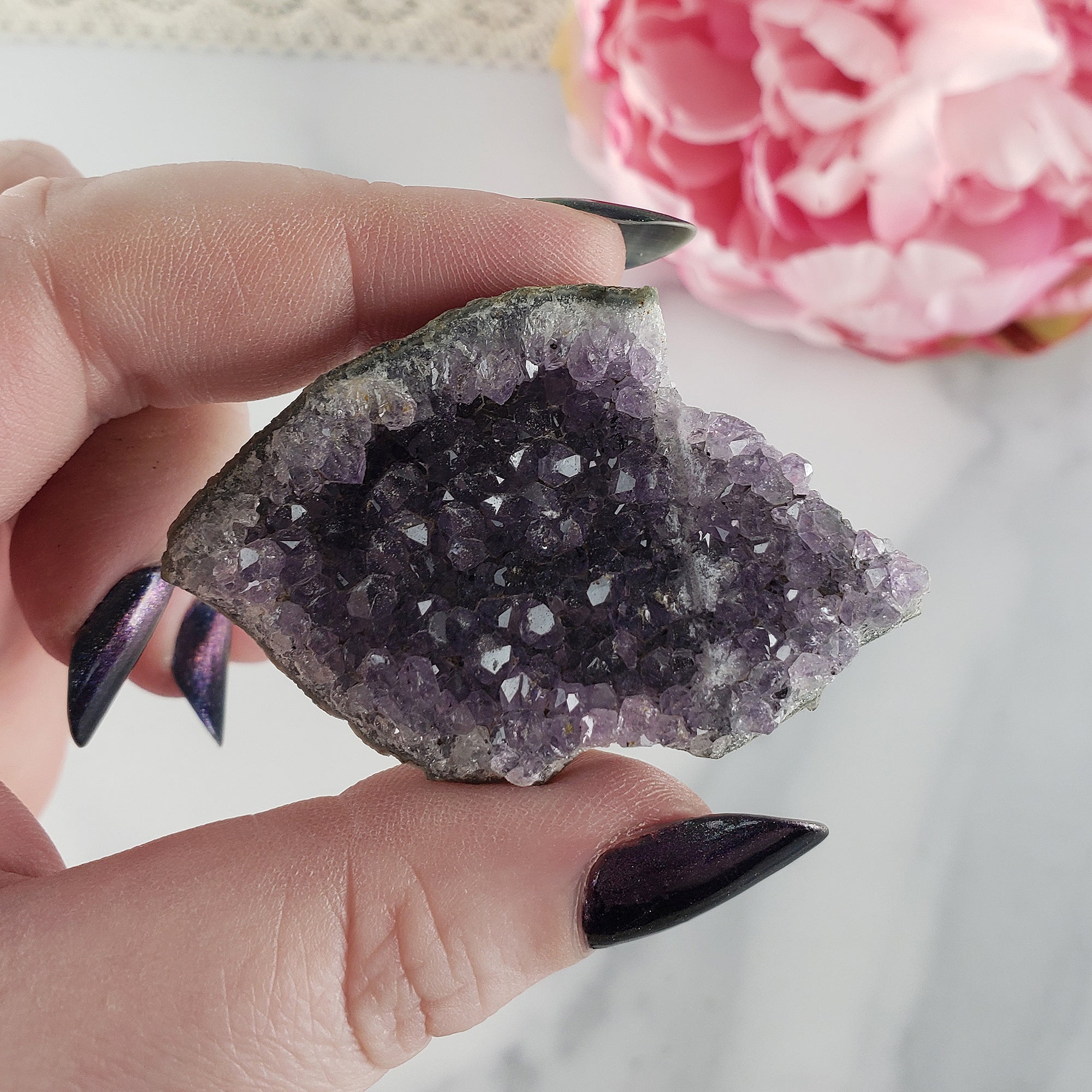 Unique Druzy Amethyst Crystal Cluster Natural Gemstone | Kago