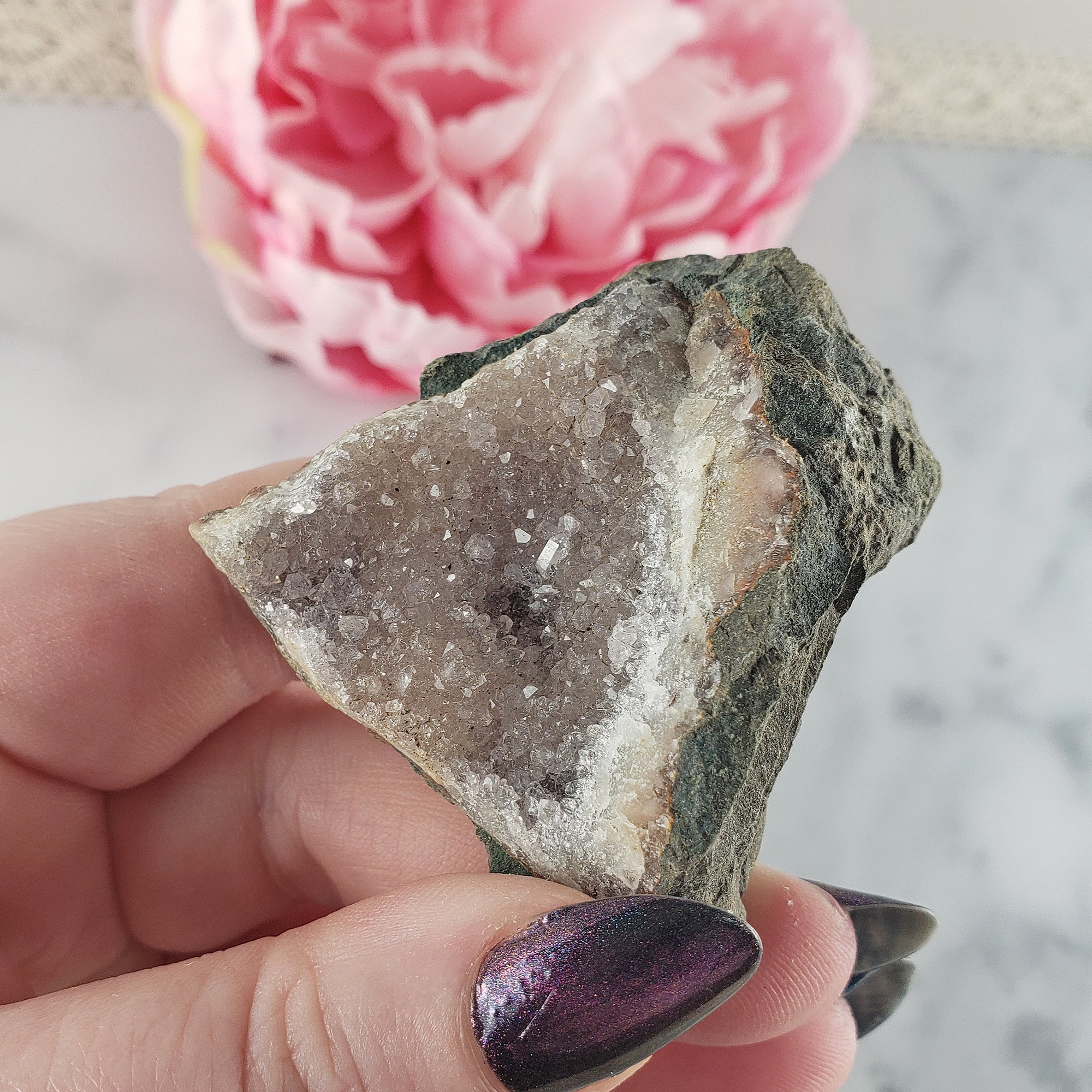 Unique Pale Druzy Amethyst Crystal Cluster Natural Gemstone | Kikyo - 1