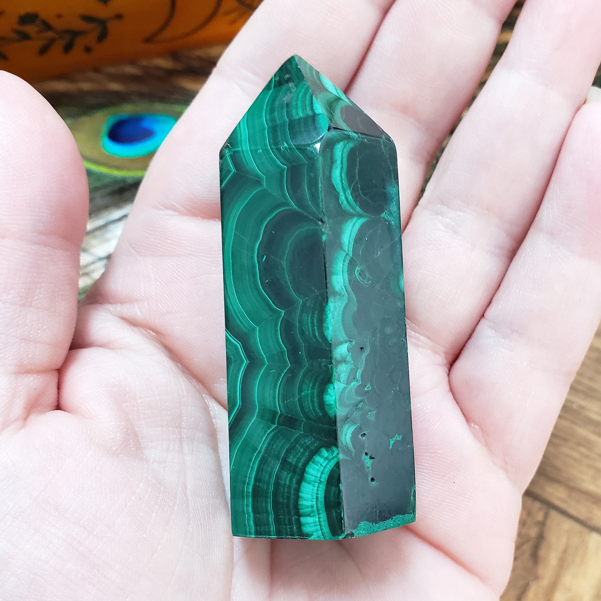 Unique Malachite Stone Natural Crystal Tower Point | Kinich - 2