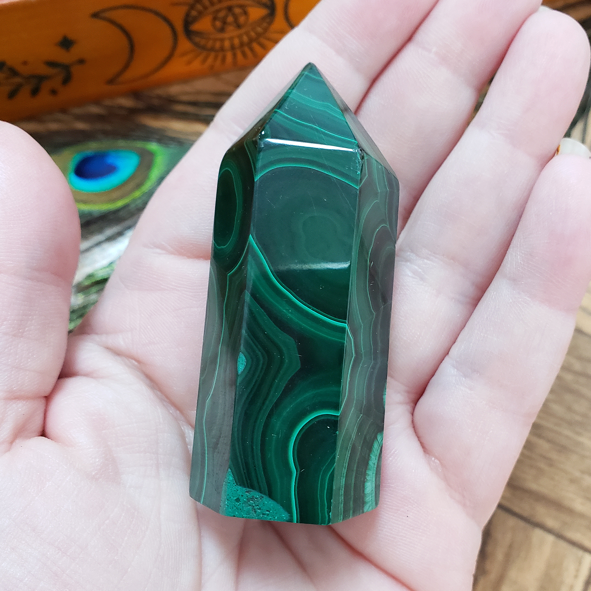 Unique Malachite Stone Natural Crystal Tower Point | Kinich - 3