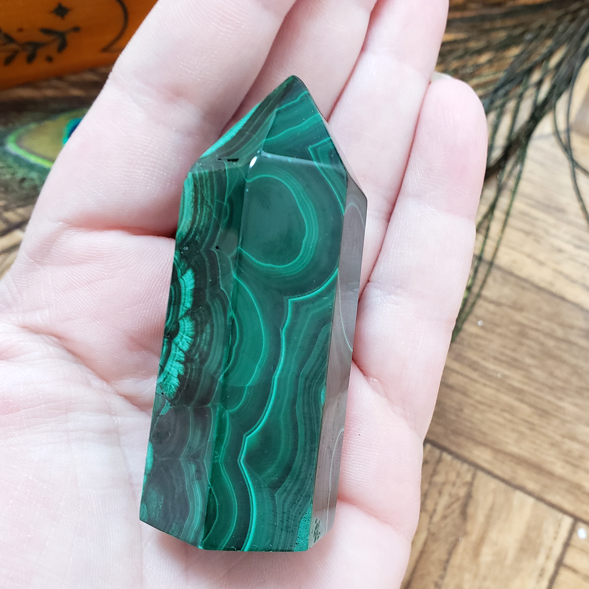 Unique Malachite Stone Natural Crystal Tower Point | Kinich - 3