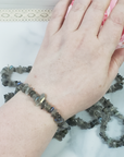 Labradorite Crystal Natural Gemstone Chip Bracelet - On Wrist