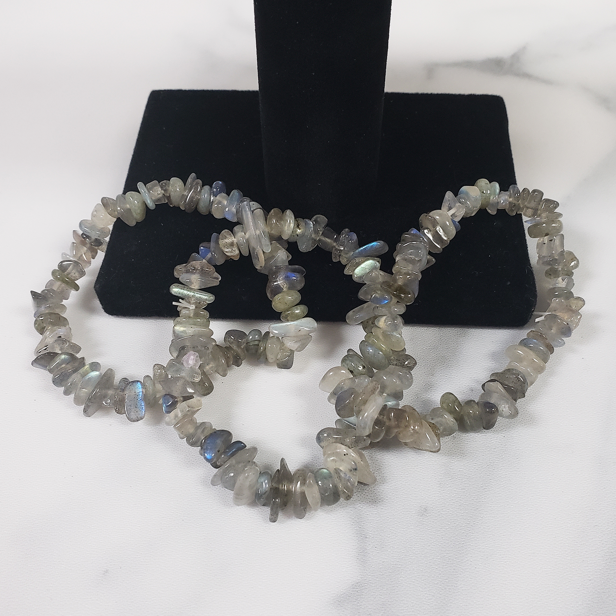 Labradorite Crystal Natural Gemstone Chip Bracelet - On Tile