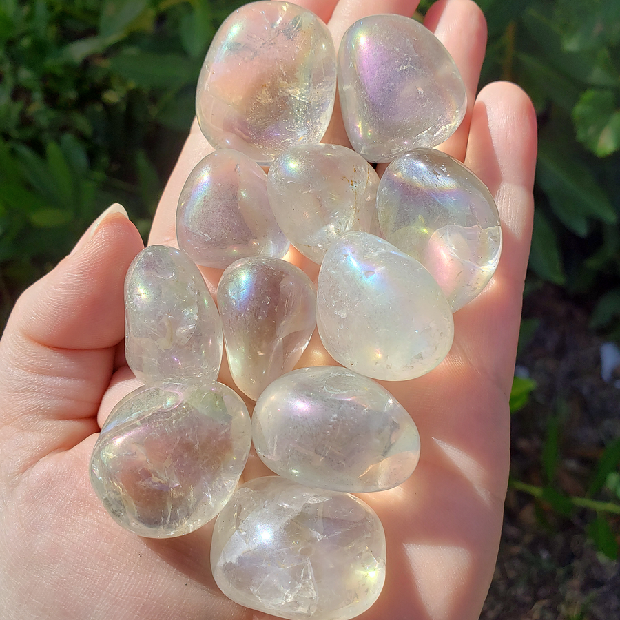 Large Angel Aura Quartz Tumbled Crystal - One Stone - Sunlight