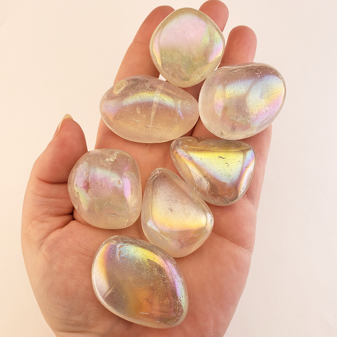 Large Angel Aura Quartz Tumbled Crystal - One Stone - In Hand