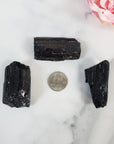 Raw Black Tourmaline Crystal Natural Rough Gemstone | Root Chakra Stones