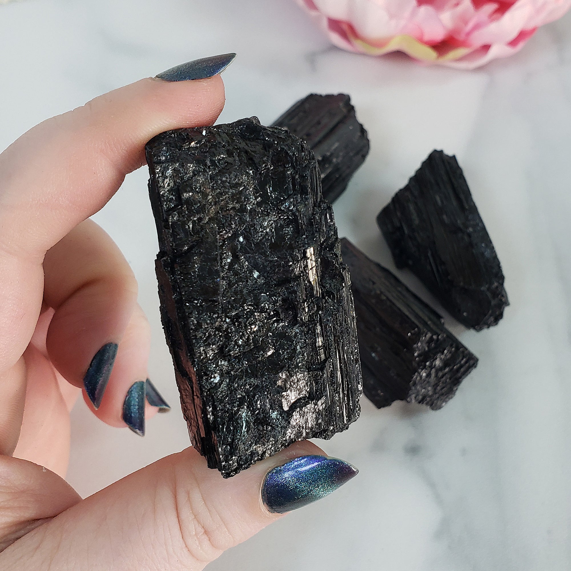 Raw Black Tourmaline Crystal Natural Rough Gemstone | One Stone | LARGE - 6