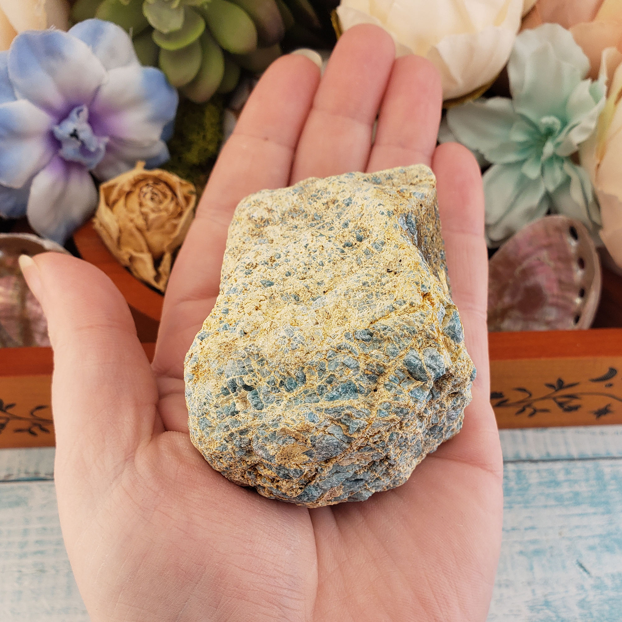 Blue Apatite Natural Rough Raw Gemstone - Large - In Hand 2