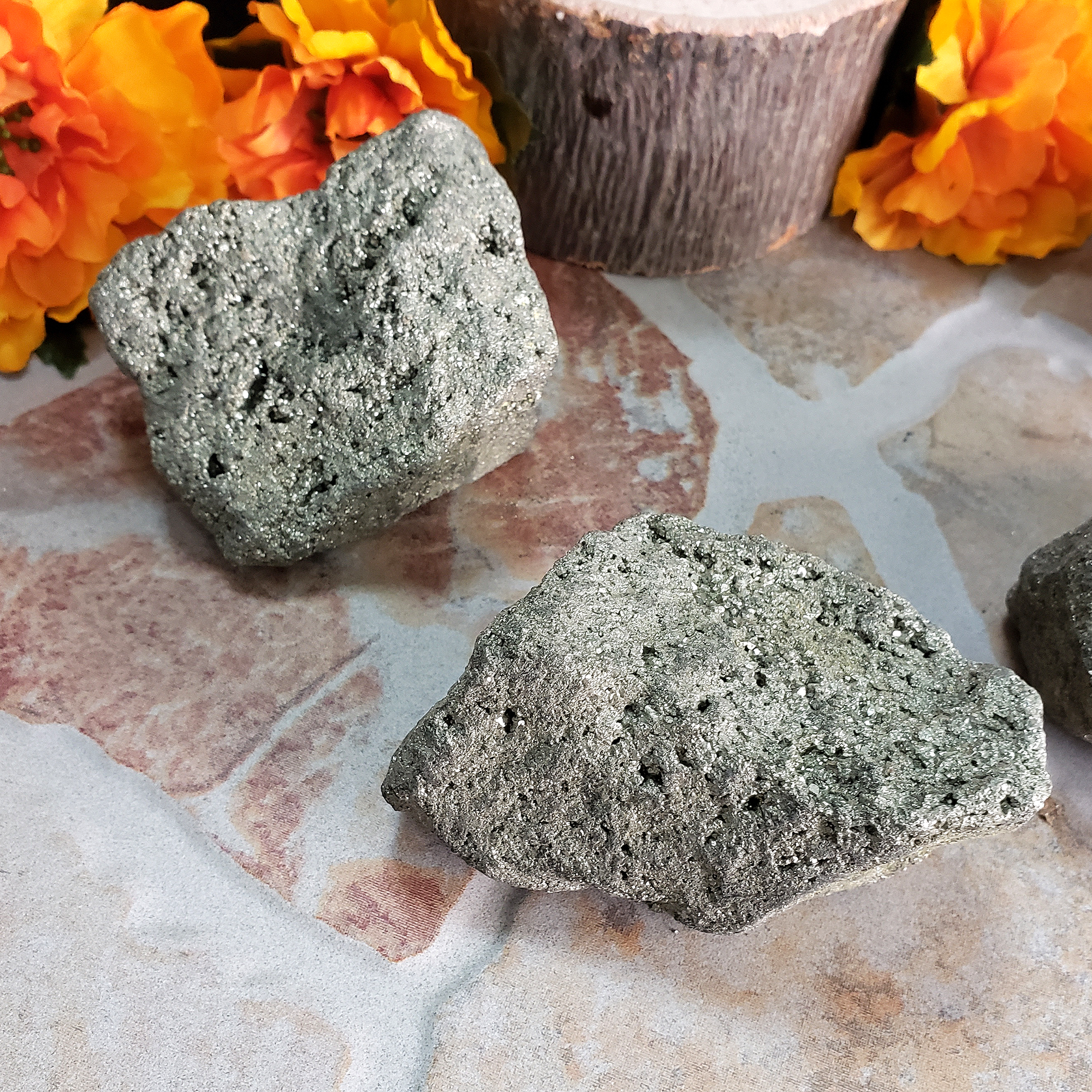 Raw Pyrite Natural Rough Gemstone Chunk - Large One Stone - Close Up