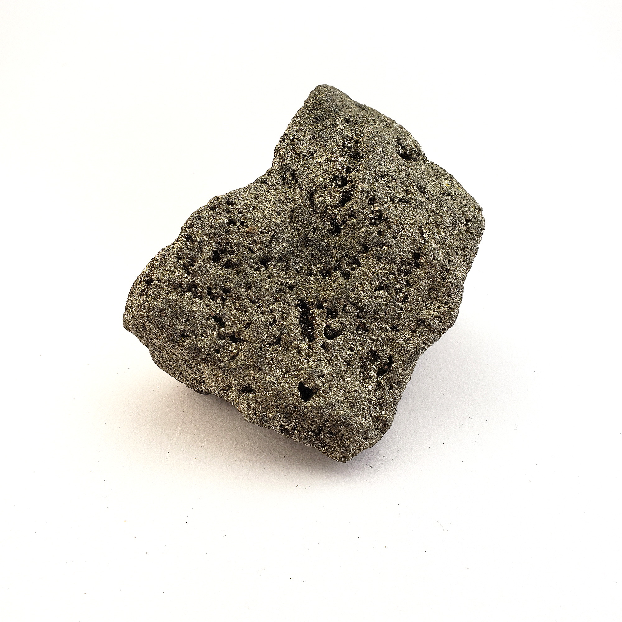 Raw Pyrite Natural Rough Gemstone Chunk - Large One Stone - White Background 2