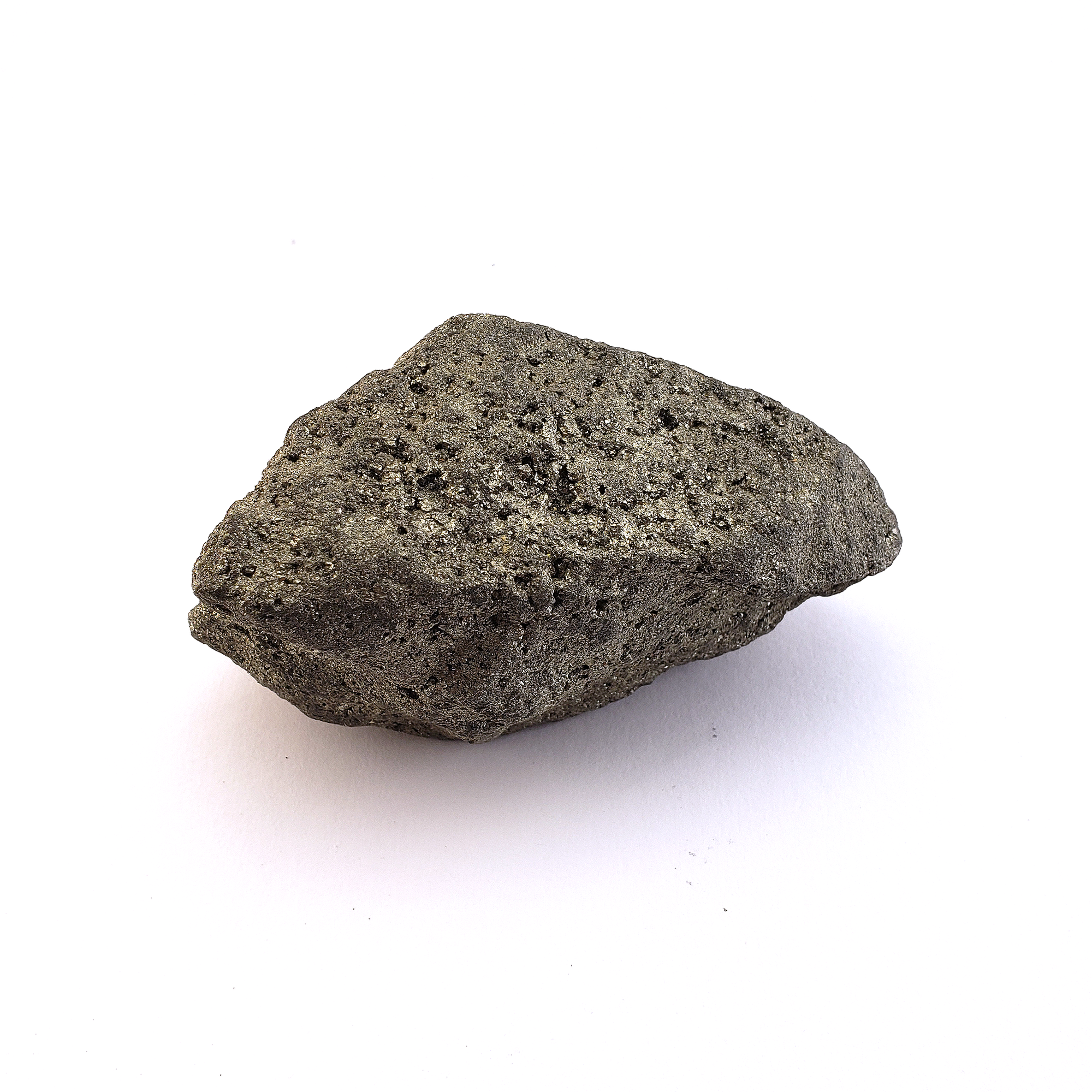 Raw Pyrite Natural Rough Gemstone Chunk - Large One Stone - White Background 3