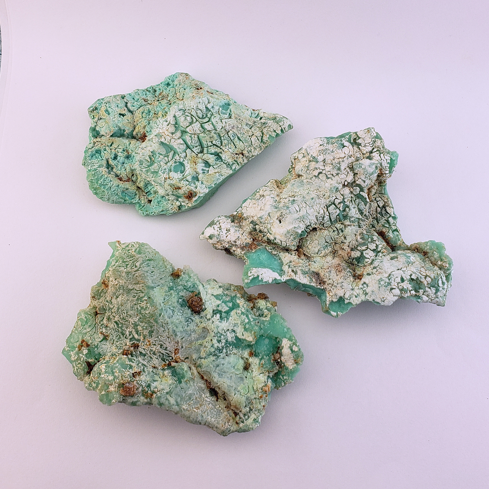 Chrysoprase Natural Raw Crystal Rough Gemstone - High Quality Large - White Background 2