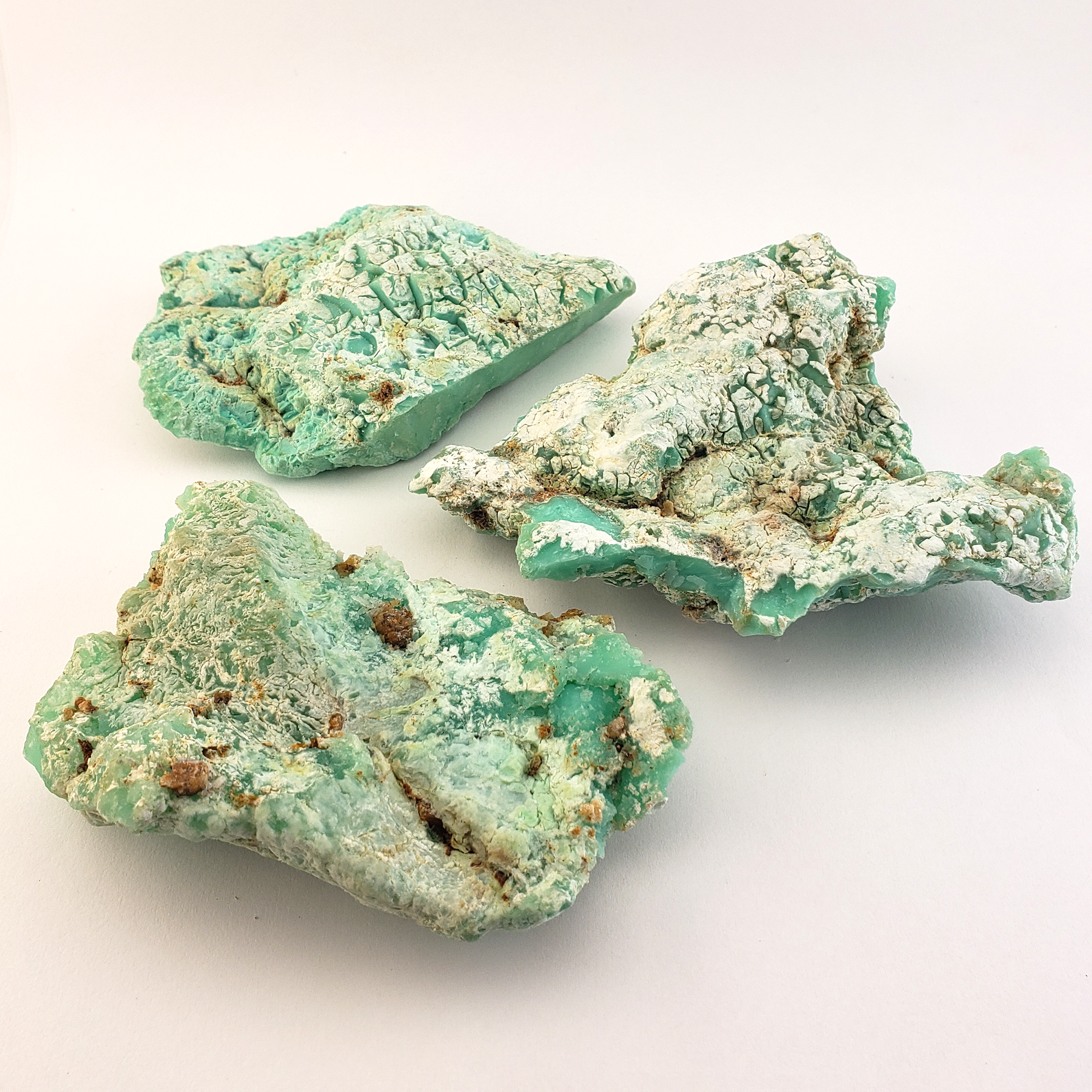 Chrysoprase Natural Raw Crystal Rough Gemstone - High Quality Large - White Background