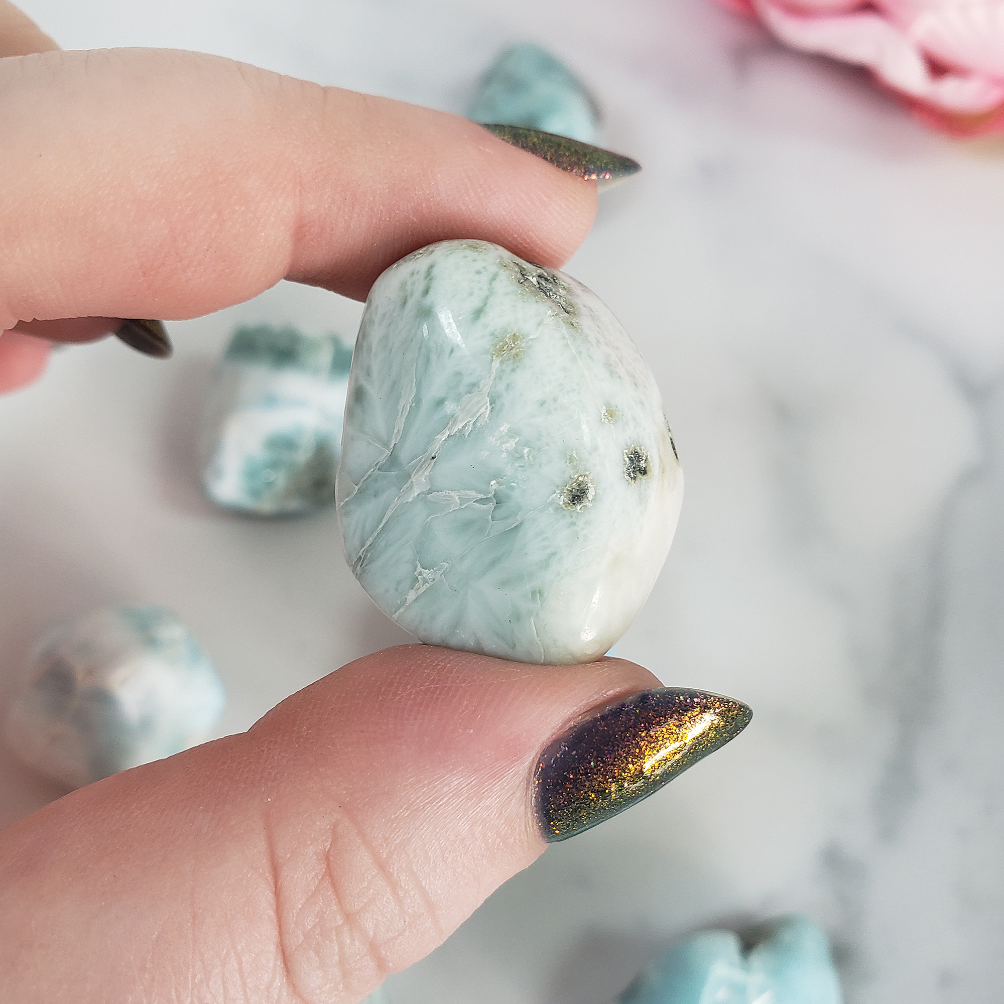 Larimar Pectolite Natural Gemstone Tumbled Stone - 1