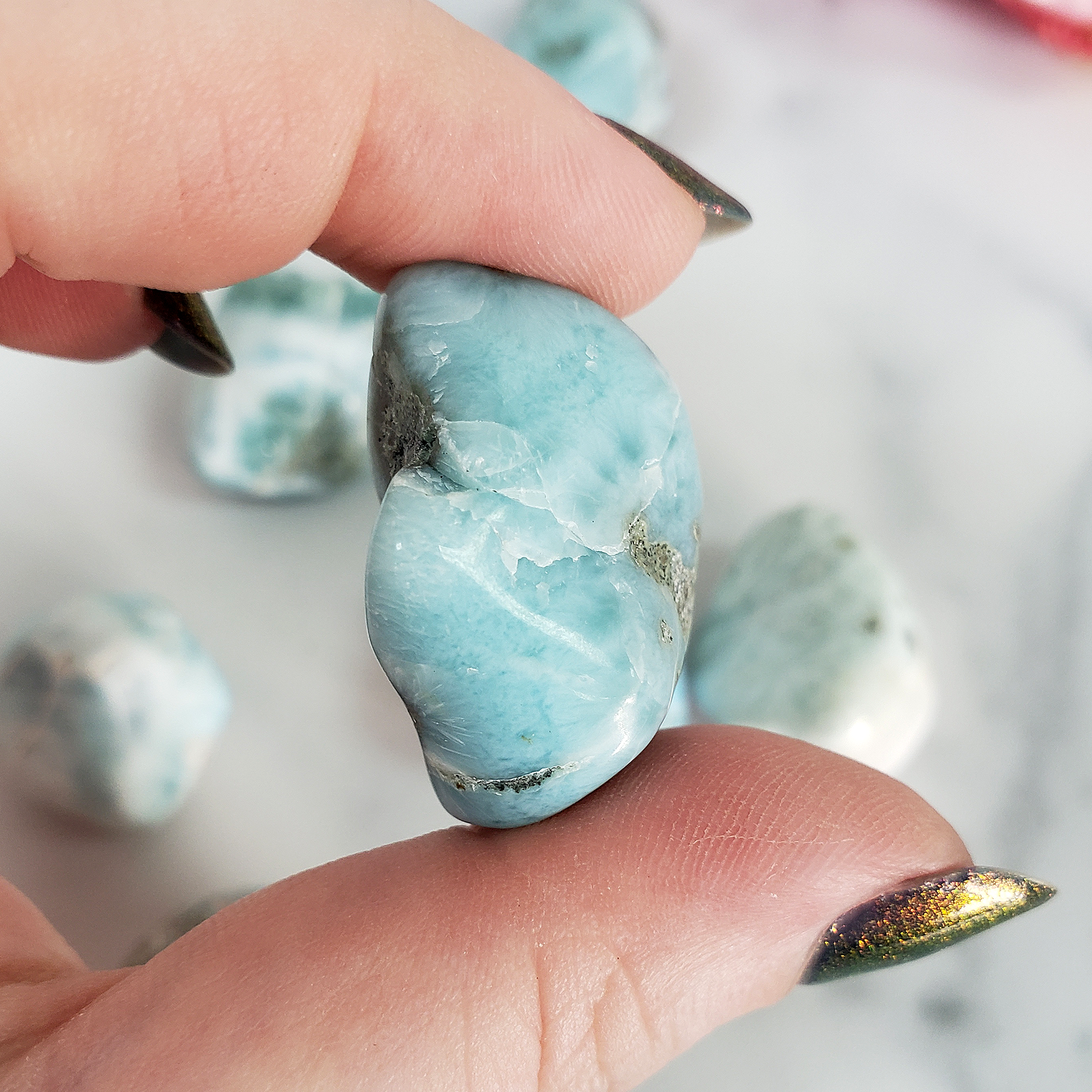 Larimar Pectolite Natural Gemstone Tumbled Stone - 3