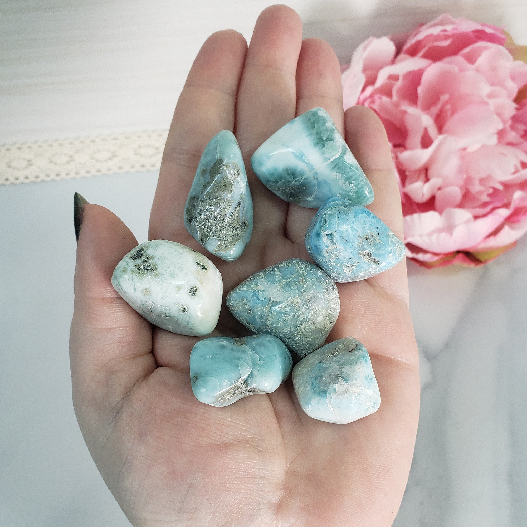 Larimar Pectolite Natural Gemstone Tumbled Stone - 4