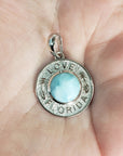 Larimar Stone Blue Pectolite Natural Gemstone 925 Sterling Silver Pendant | Love Florida - 3