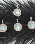 Larimar Stone Blue Pectolite Natural Gemstone 925 Sterling Silver Pendant | Love Florida - 4