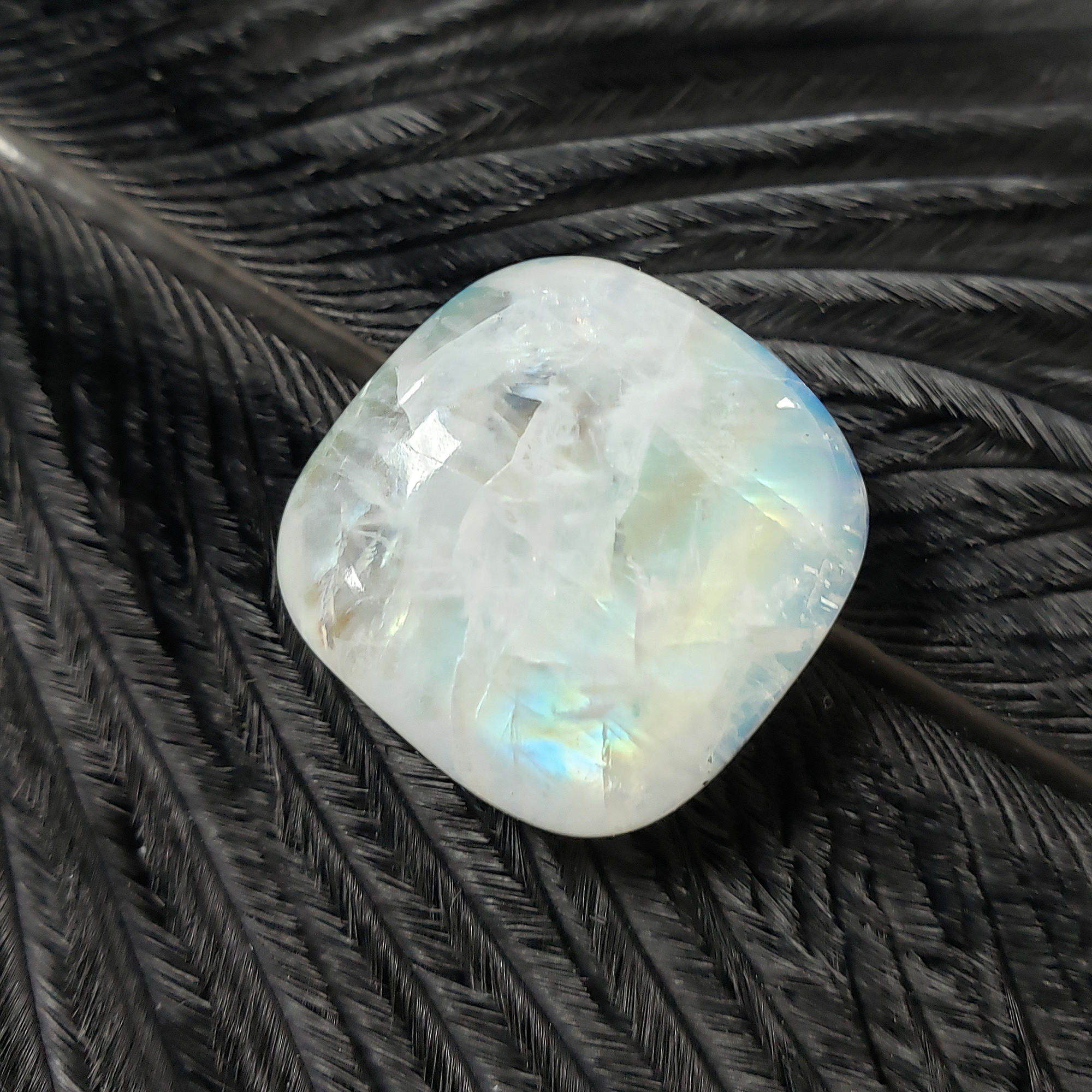 Unique 28 Carat Flashy Rainbow Moonstone Cabochon Natural High Quality Crystal | Legend - 1