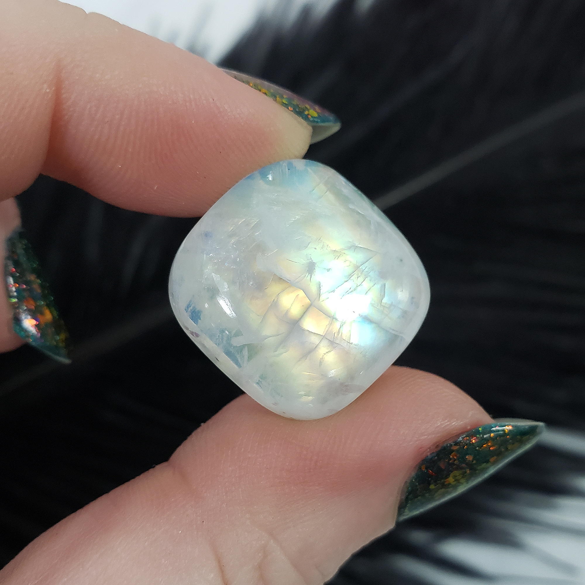 Unique 28 Carat Flashy Rainbow Moonstone Cabochon Natural High Quality Crystal | Legend