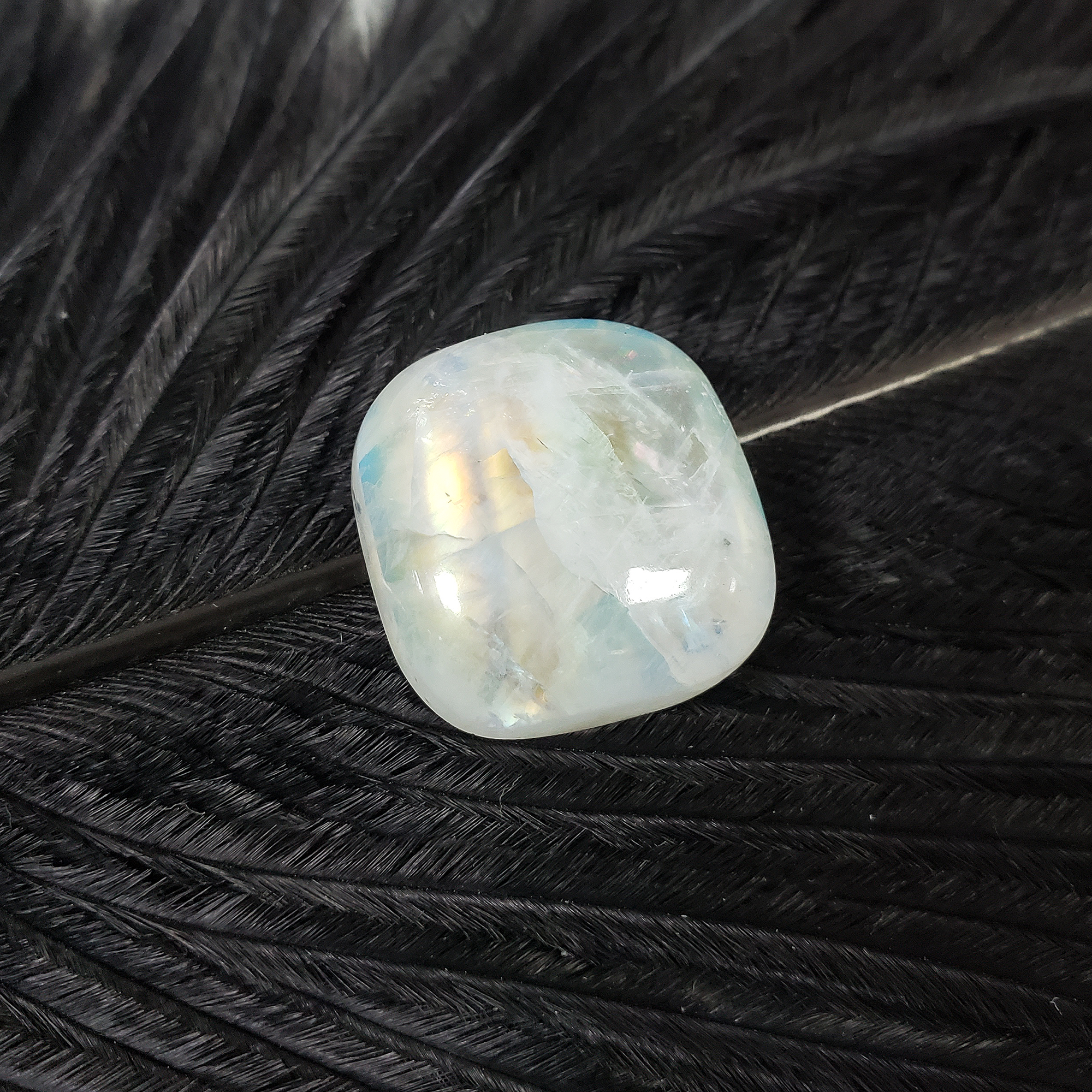 Unique 28 Carat Flashy Rainbow Moonstone Cabochon Natural High Quality Crystal | Legend - 2