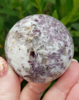 Lepidolite Stone in Milky Quartz Crystal Sphere Natural Gemstone Orb | 50mm - 55mm - 7