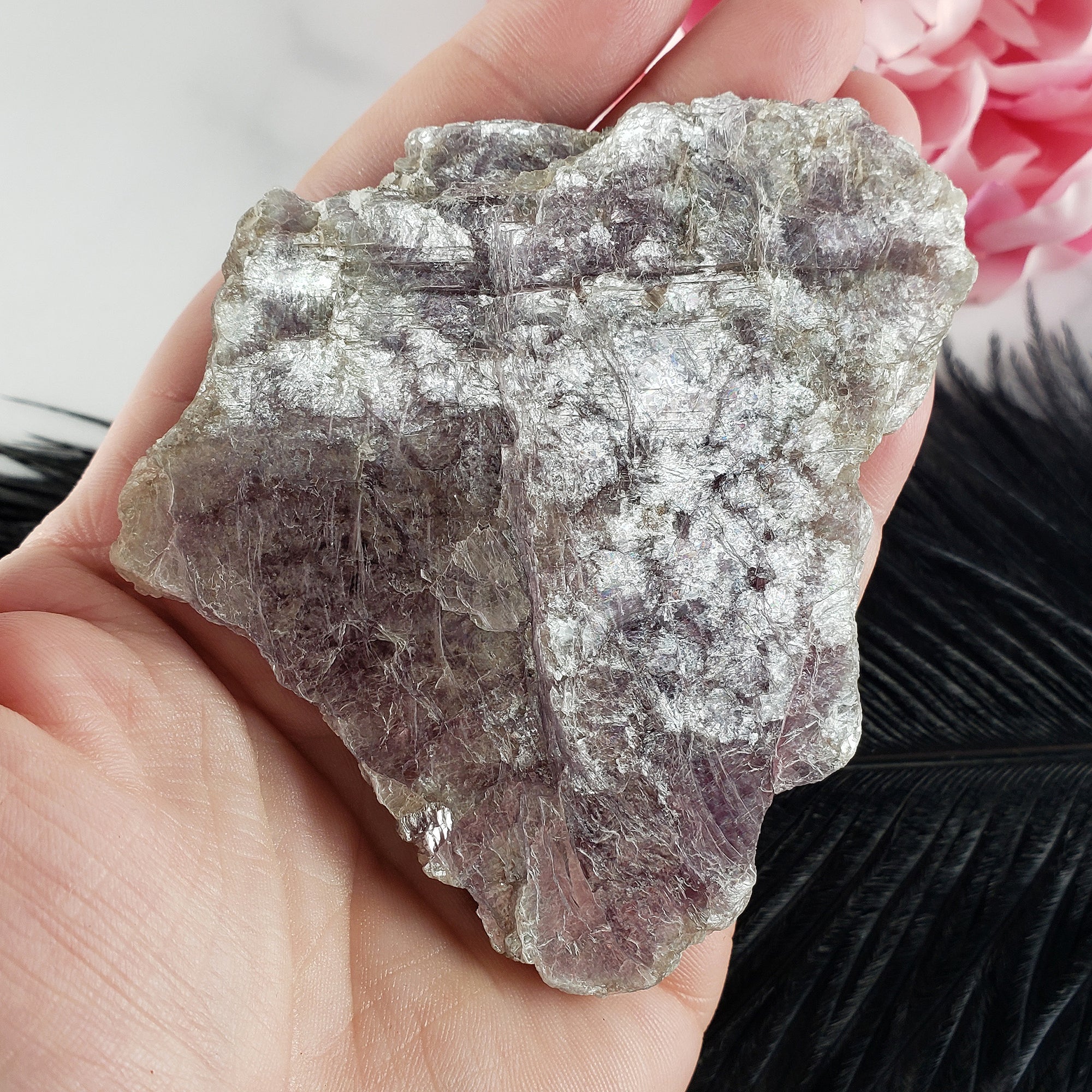 Unique Lepidolite Mica Mineral Cleavage Natural Rough Gemstone Slice | Lethe