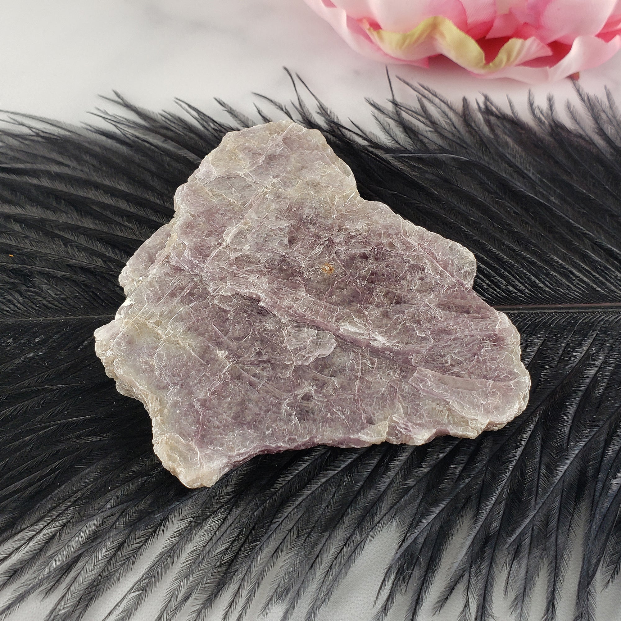 Unique Lepidolite Mica Mineral Cleavage Natural Rough Gemstone Slice | Lethe - 1