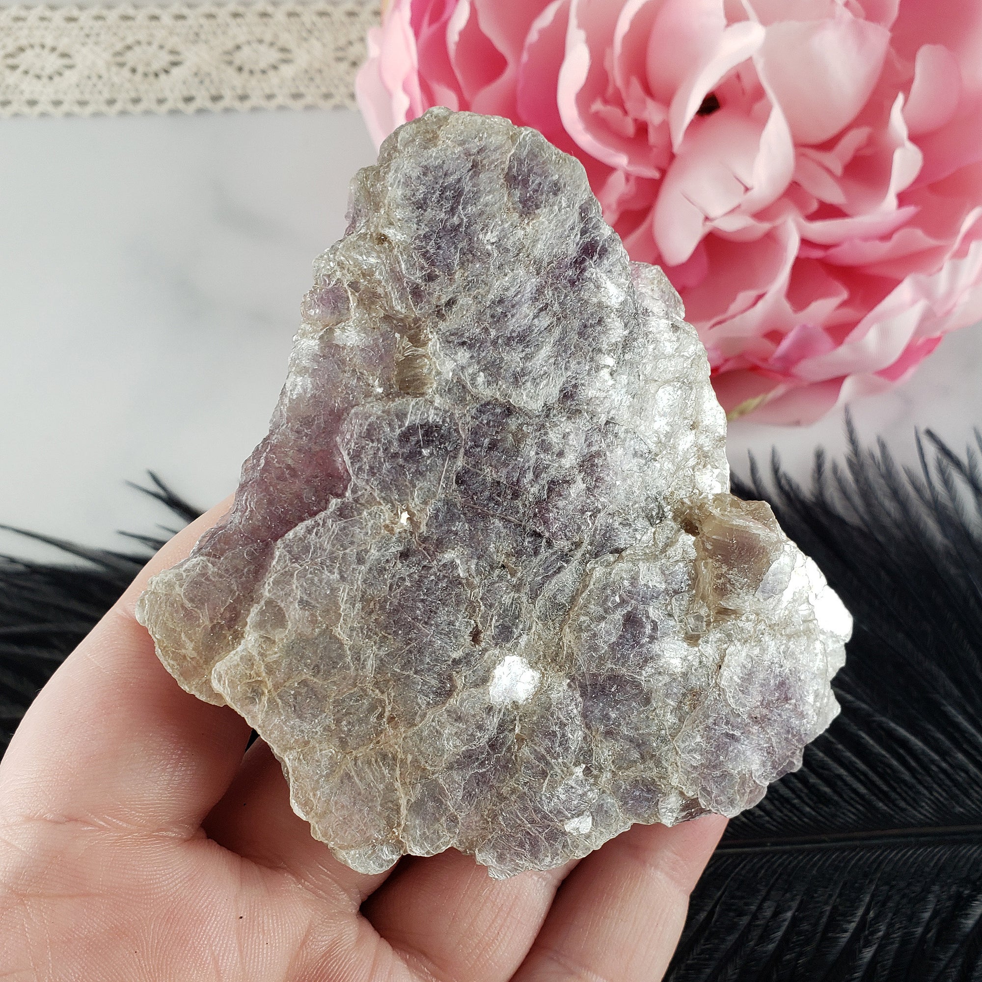 Unique Lepidolite Mica Mineral Cleavage Natural Rough Gemstone Slice | Lethe - 4