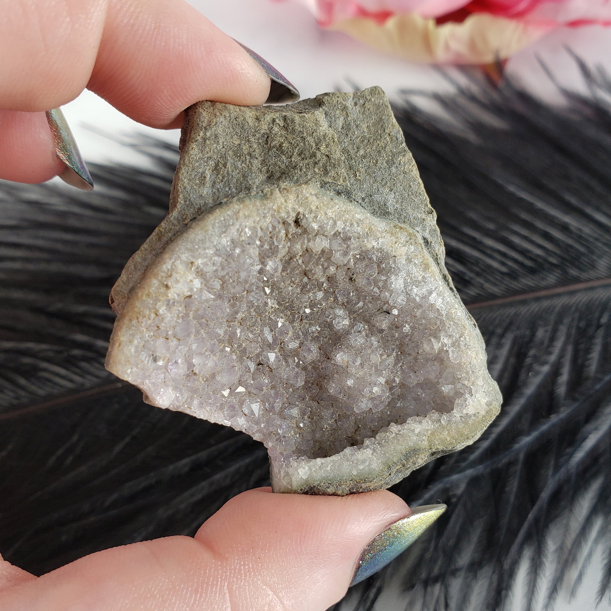 Unique Druzy Amethyst Crystal Cluster Natural Gemstone | Momo