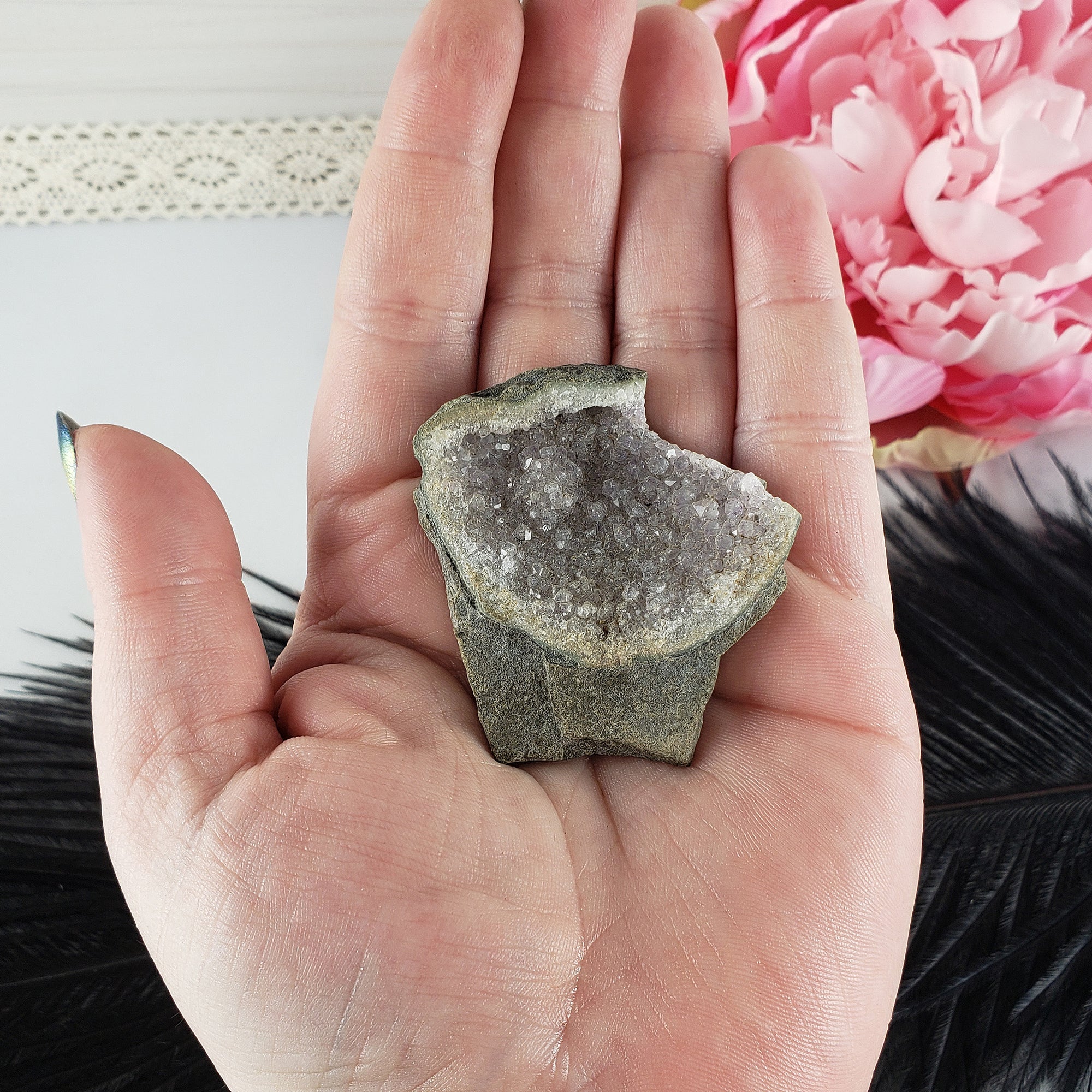 Unique Druzy Amethyst Crystal Cluster Natural Gemstone | Momo - 1