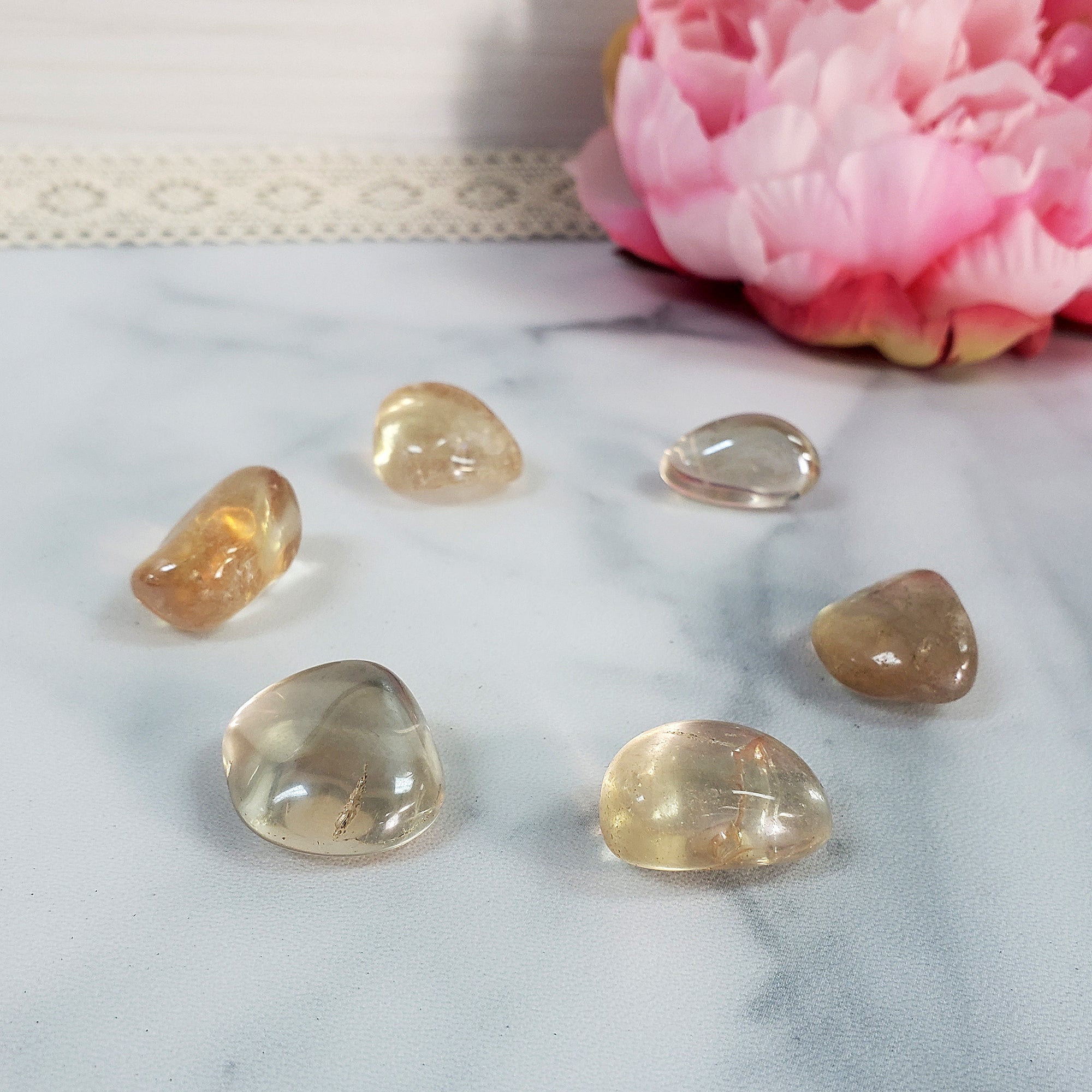 Light Golden Aura Quartz Crystal Gemstone Freeform Tumbled Stone - Golden Champagne Aura Quartz Crystal