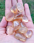 Light Golden Aura Quartz Crystal Gemstone Freeform Tumbled Stone - 2