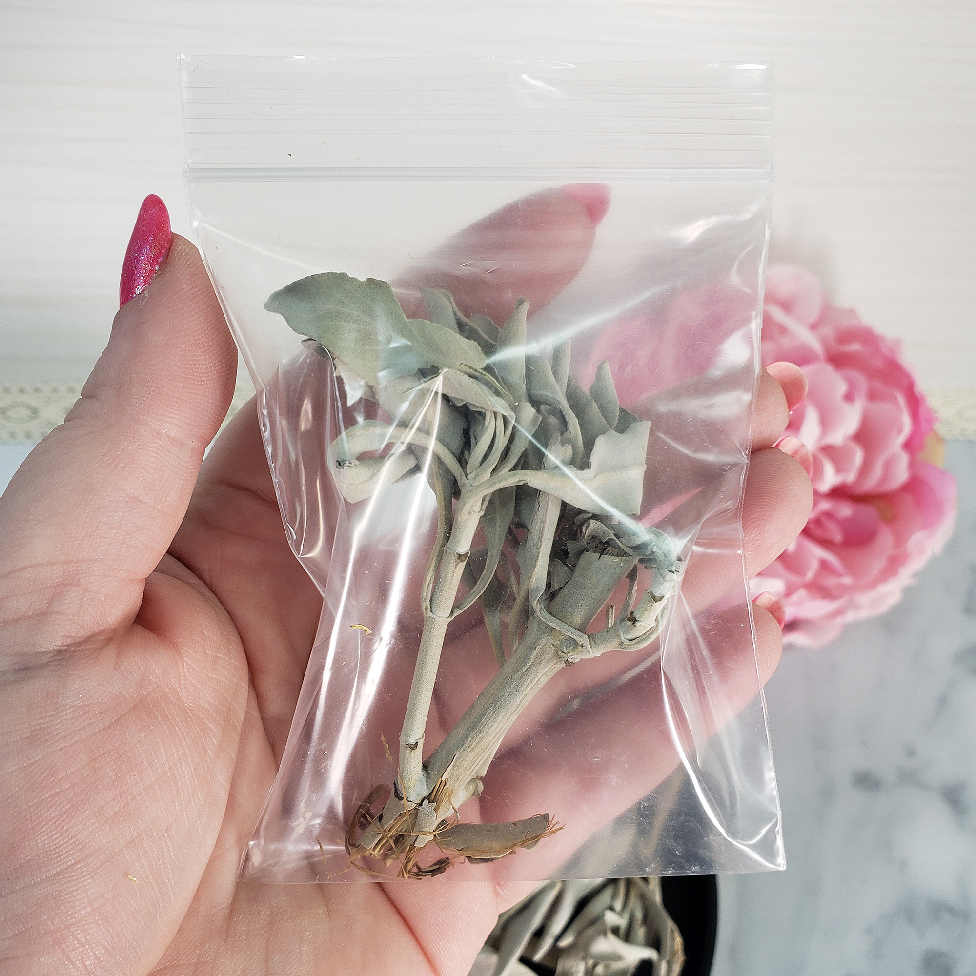 Loose White Sage Leaves &amp; Stems Natural Dried Herb for Smudging | 3 Grams - 4