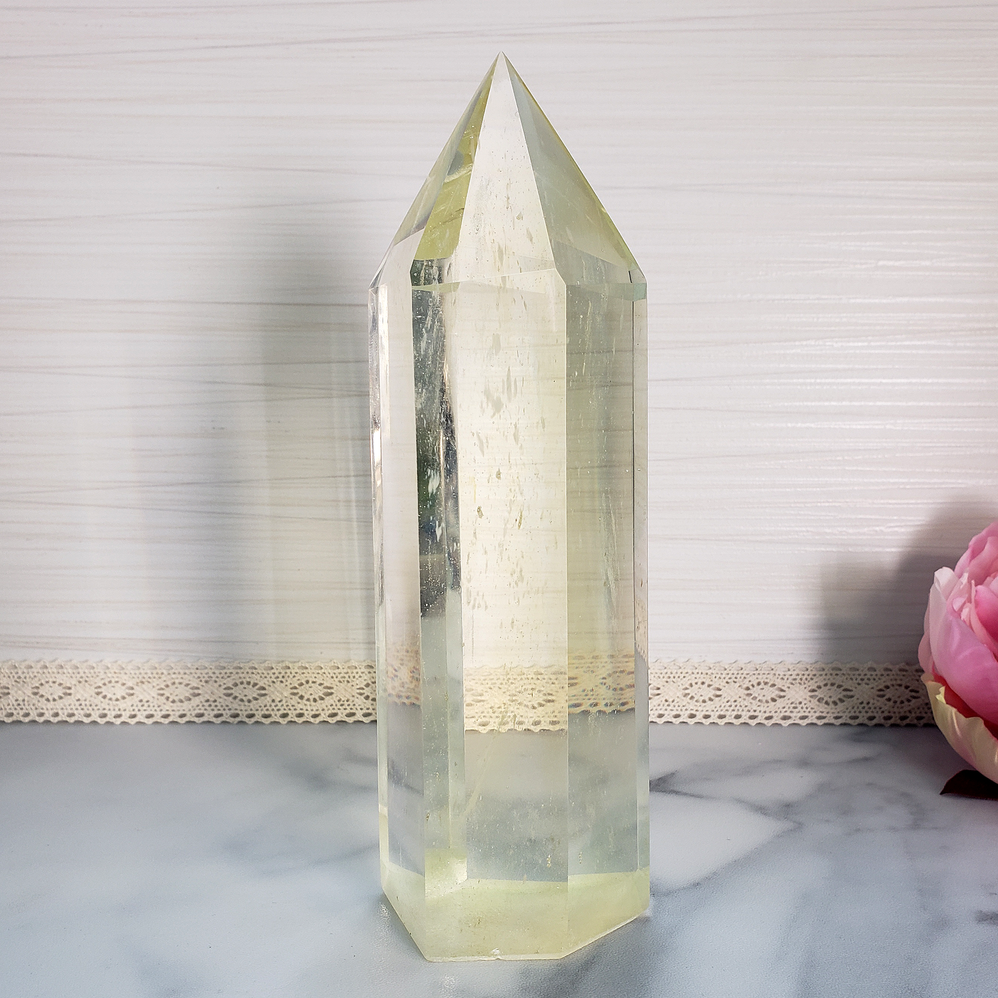 Unique JUMBO Yellow Obsidian Crystal Manmade Gemstone Tower - Lugh - Office Lights