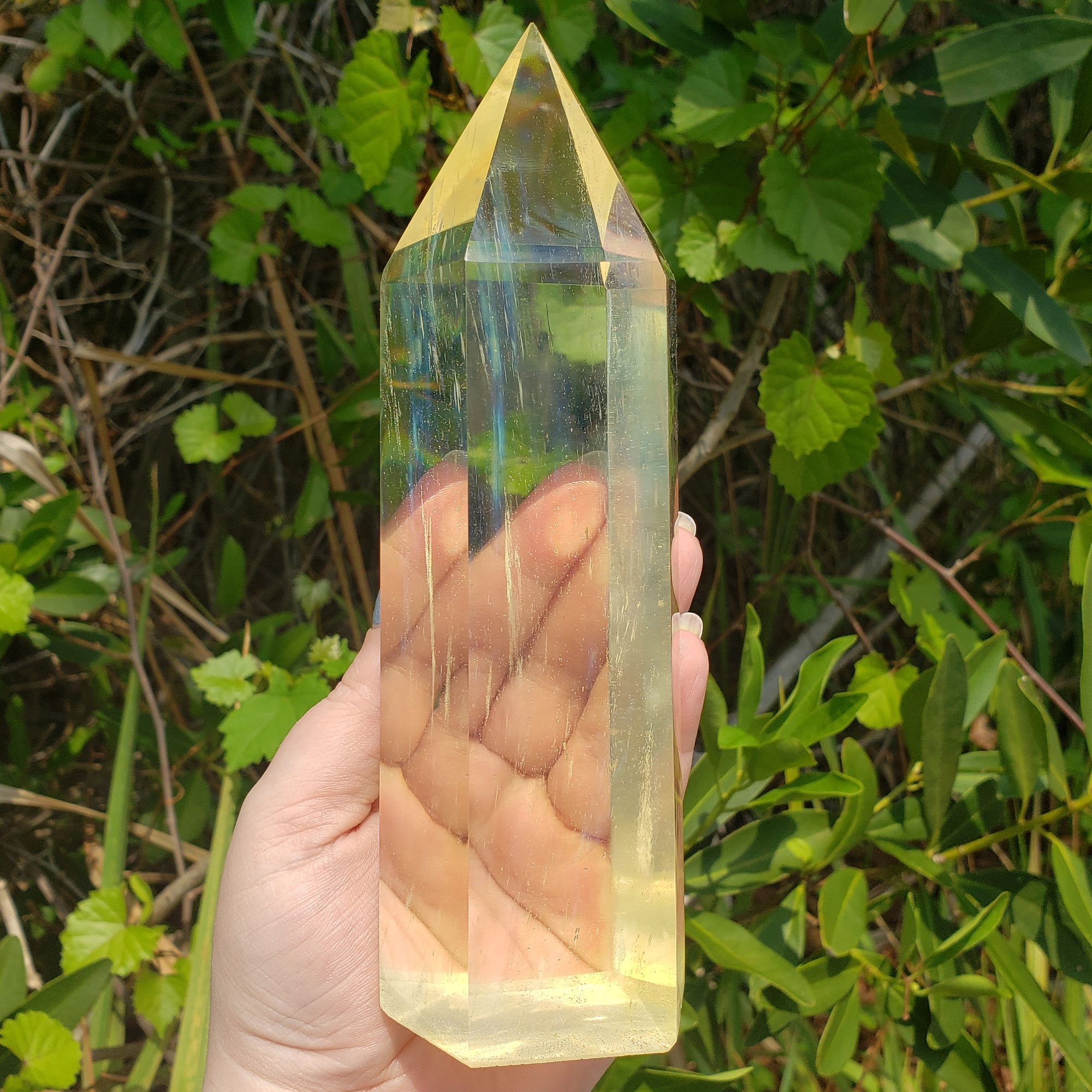 Unique JUMBO Yellow Obsidian Crystal Manmade Gemstone Tower - Lugh