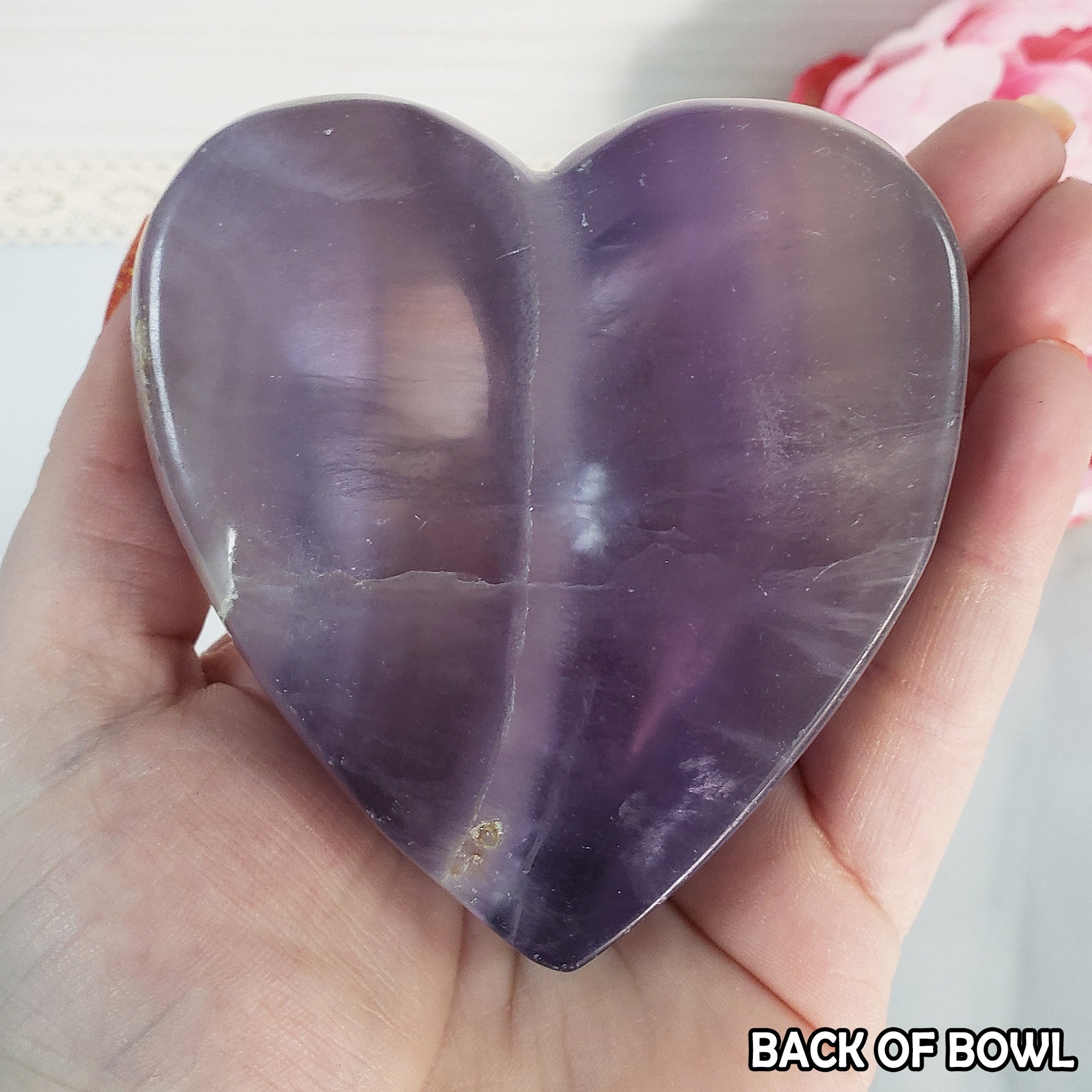 Unique Purple Fluorite Crystal Bowl Natural Gemstone Heart Shaped Bowl | Manawa - 5