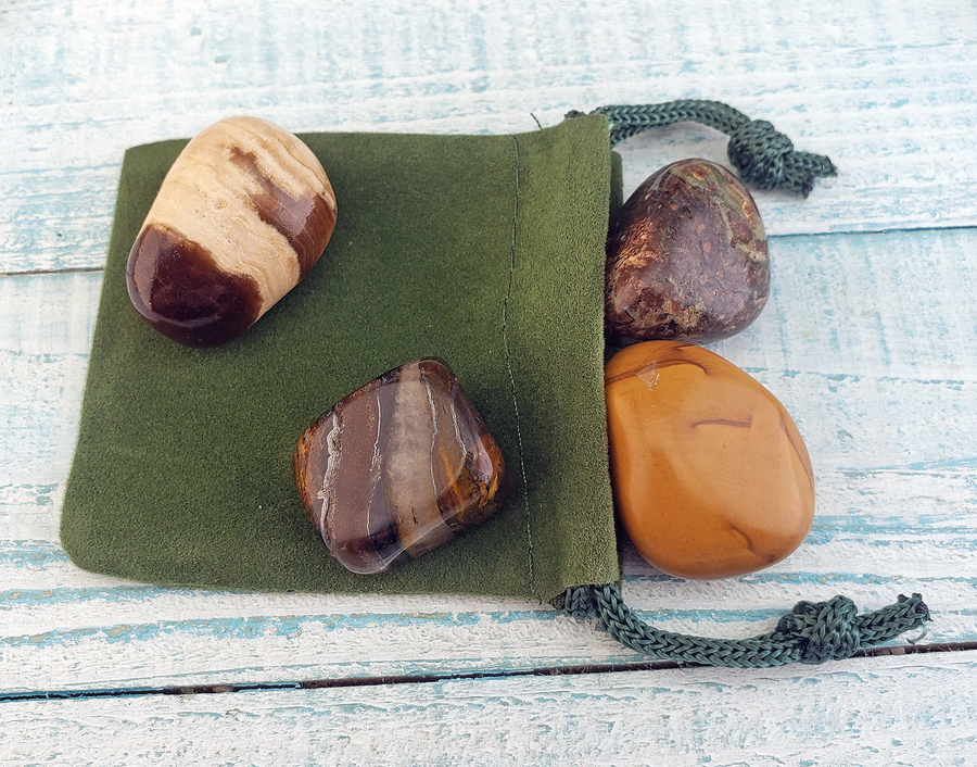 Manifestation of Goals - Set of Four Tumbled Stones with Carrying Pouch Gift Set
