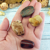 Manifestation of Goals - Set of Four Tumbled Stones with Pouch - Natural Tumbled Crystals for Success