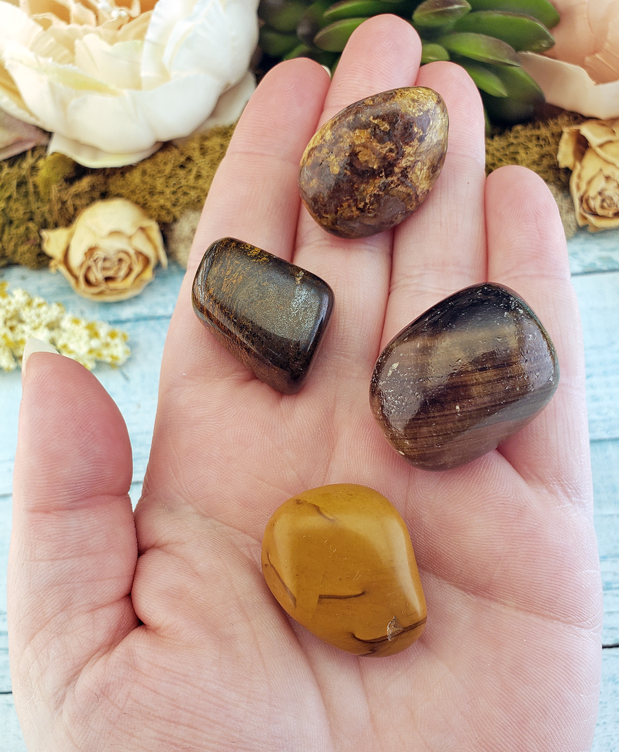 Manifestation of Goals - Set of Four Tumbled Stones with Pouch - Unique Spiritual Gifts
