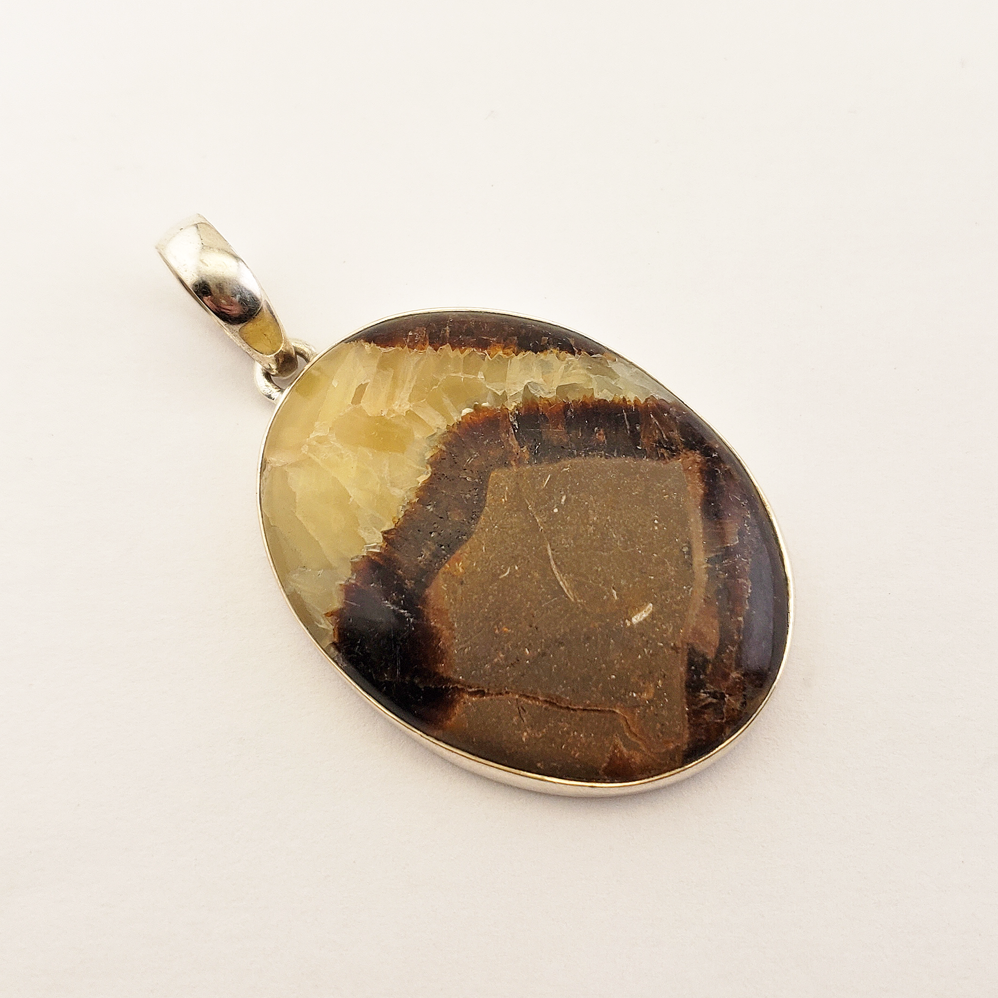 Unique Septarian Stone Natural Gemstone 925 Sterling Silver Pendant - Marjorie - 2