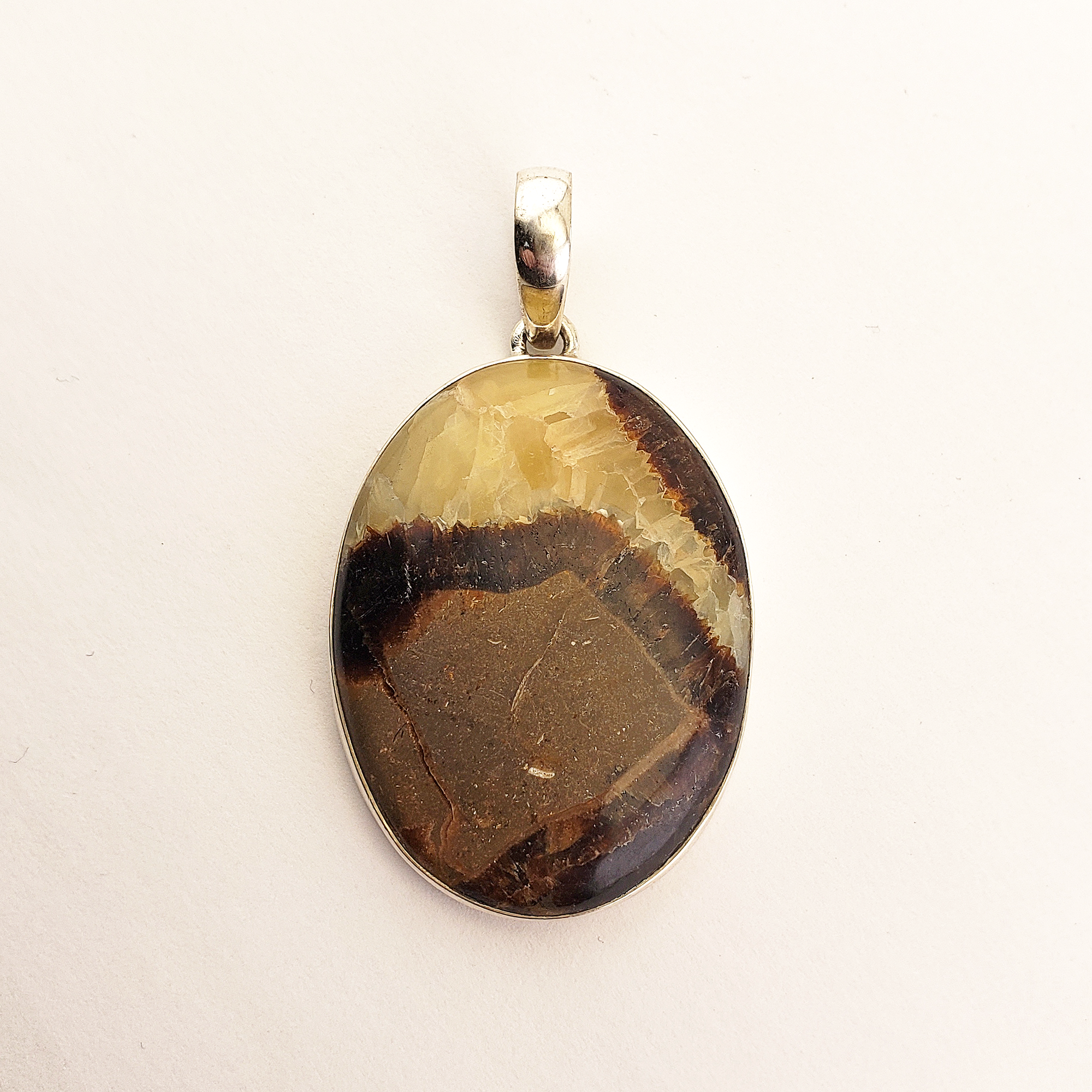 Unique Septarian Stone Natural Gemstone 925 Sterling Silver Pendant - Marjorie