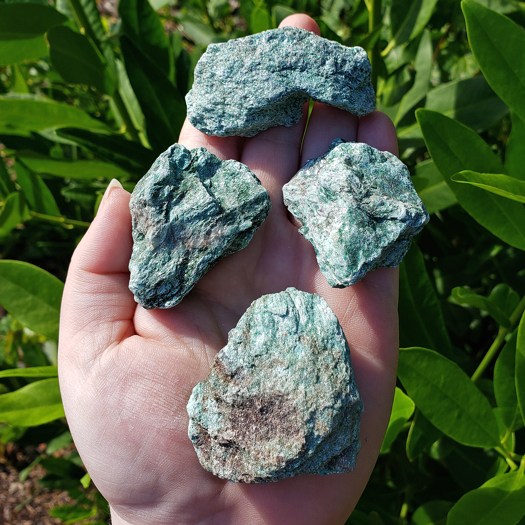 Raw Fuchsite Muscovite Mica Natural Rough Gemstone - Medium One Stone - Direct Sunlight in Hand